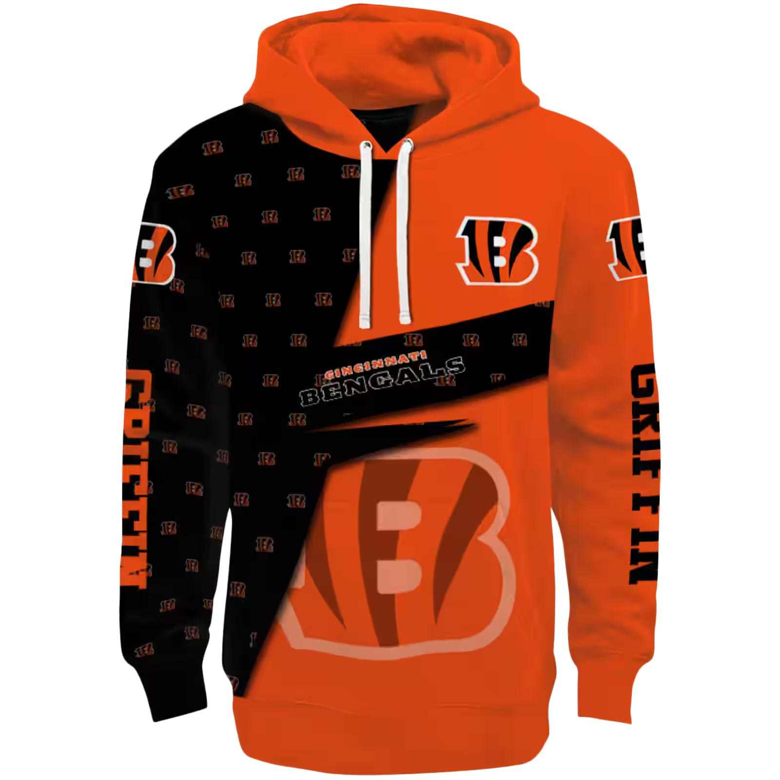 Custom Cincinnati Bengals Abstract Shape Orange Hoodie