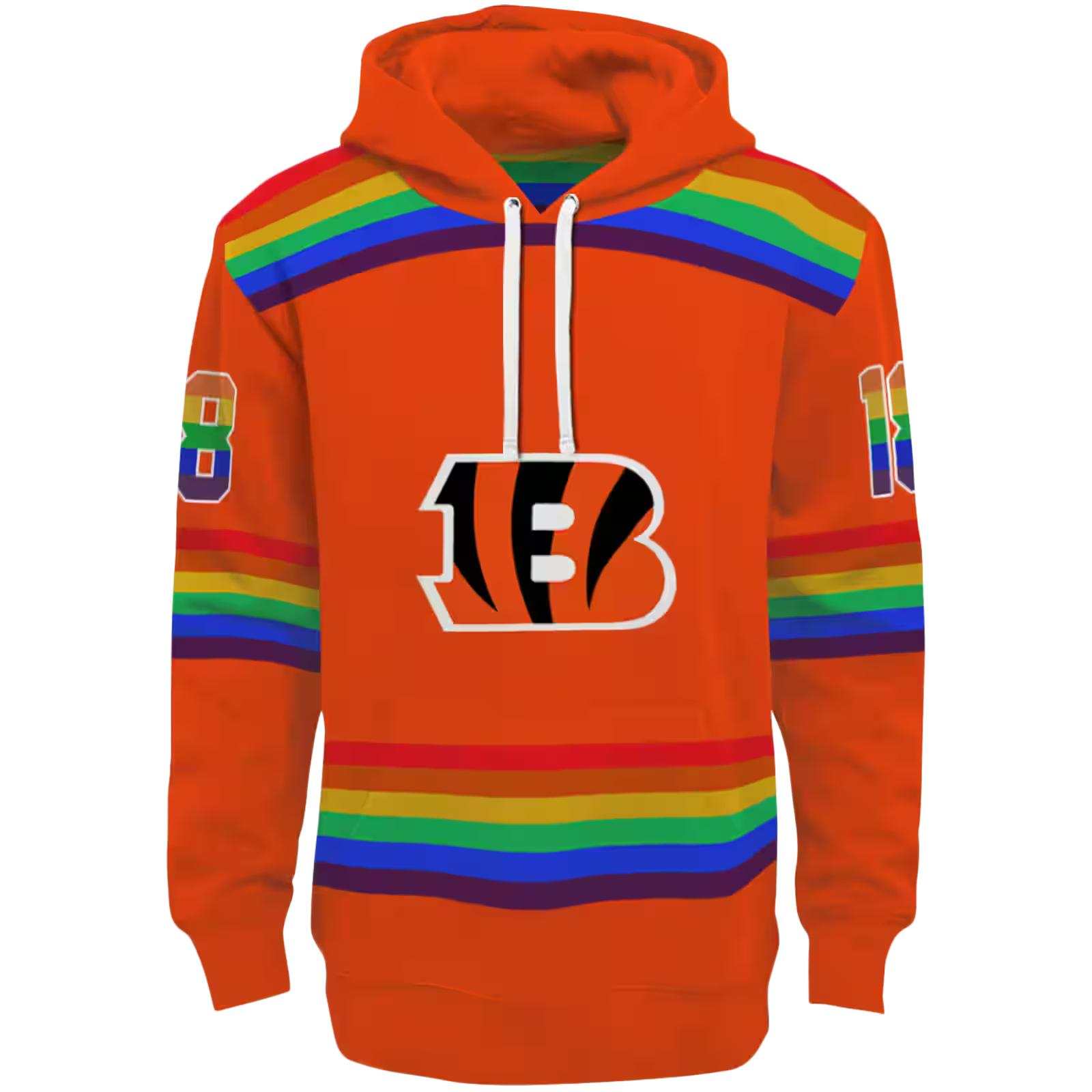 Custom Cincinnati Bengals Rainbow Stripes Orange Hoodie