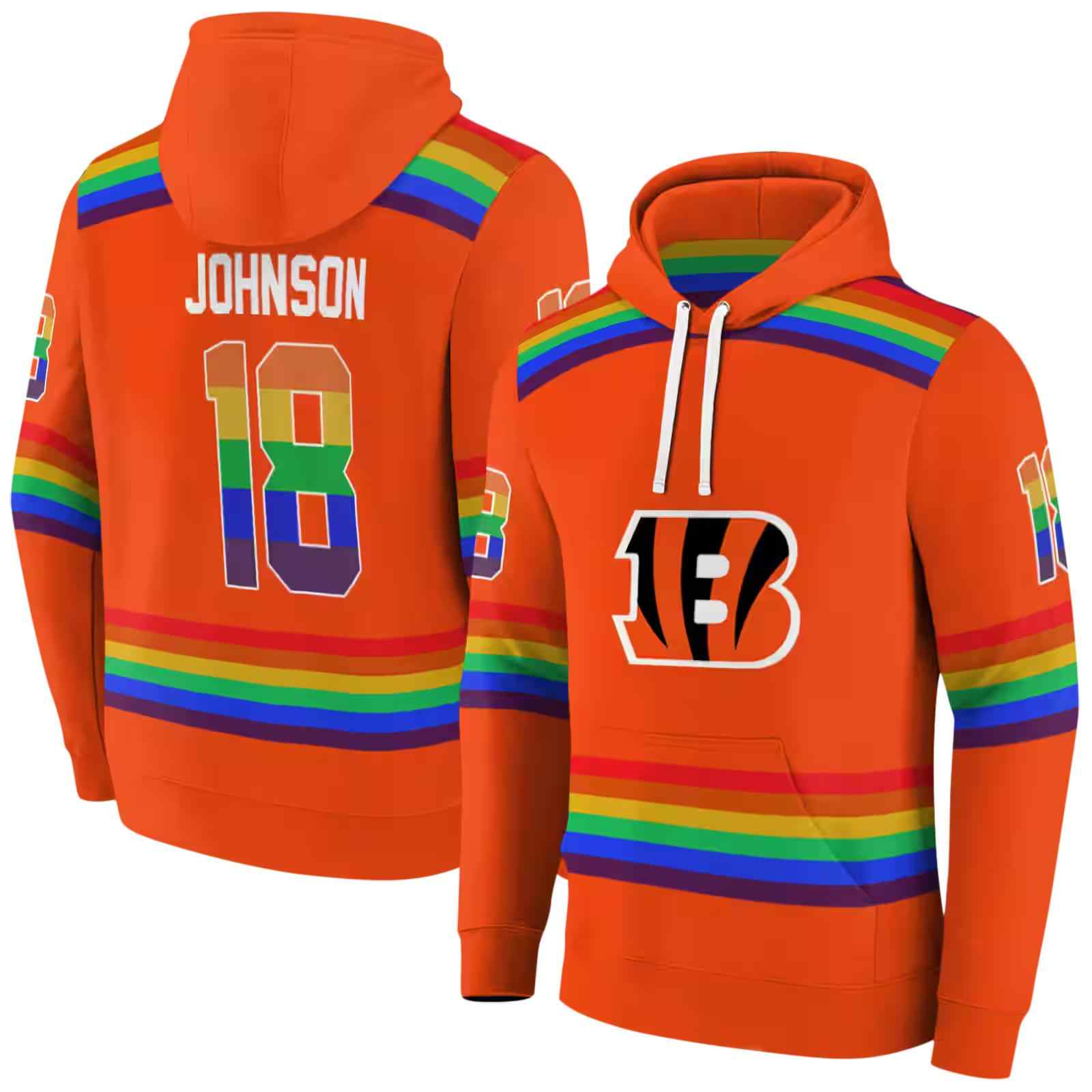 custom cincinnati bengals rainbow stripes orange hoodie fashion forward