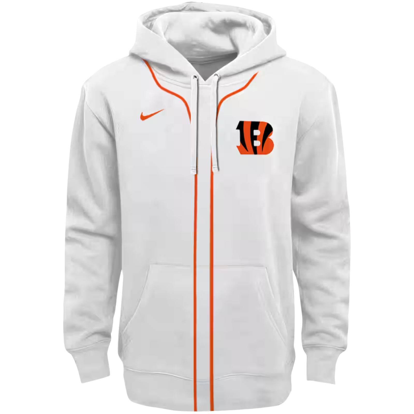 Custom Cincinnati Bengals Sporty Stripe White Hoodie