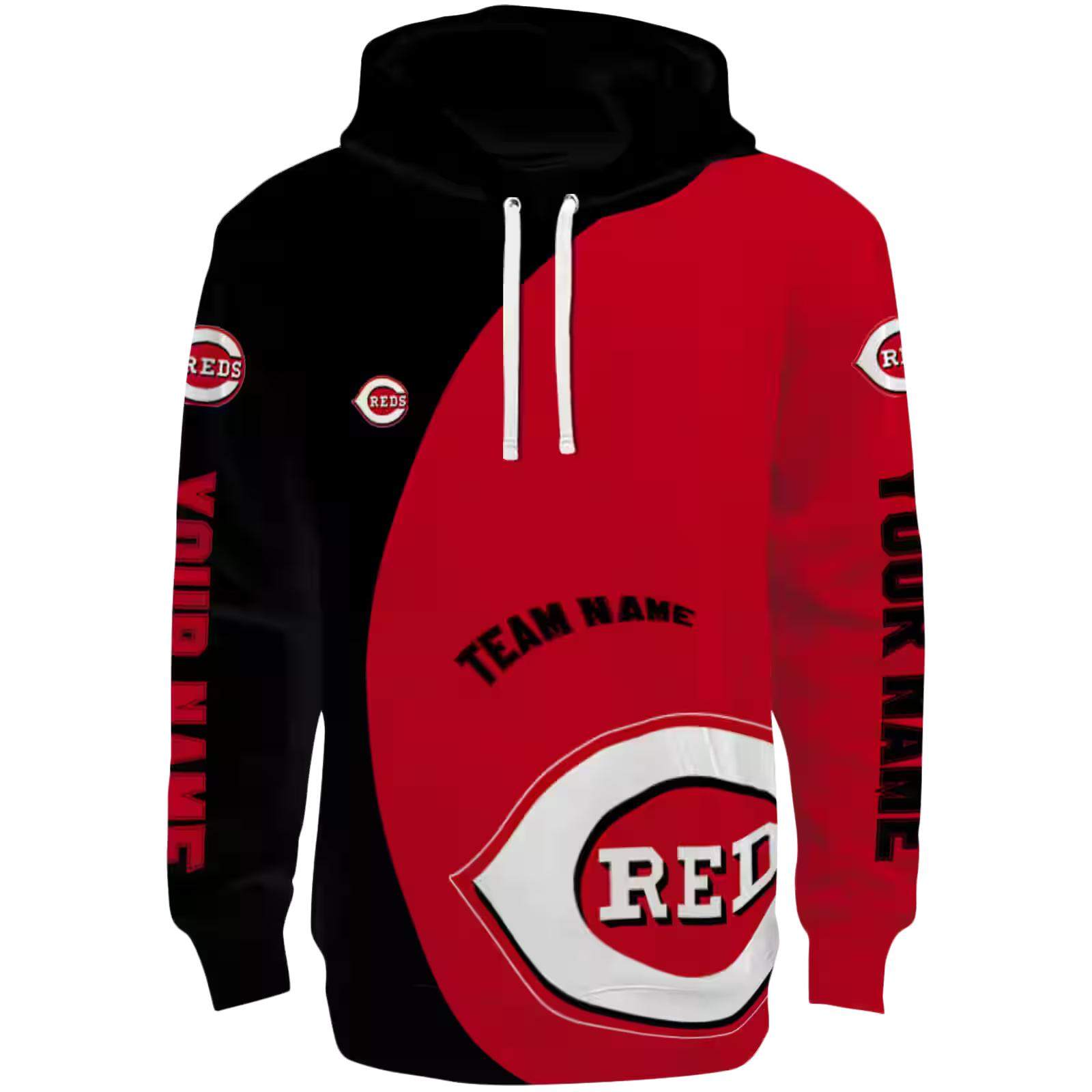 Custom Cincinnati Reds Minimalist Design Red Black Hoodie