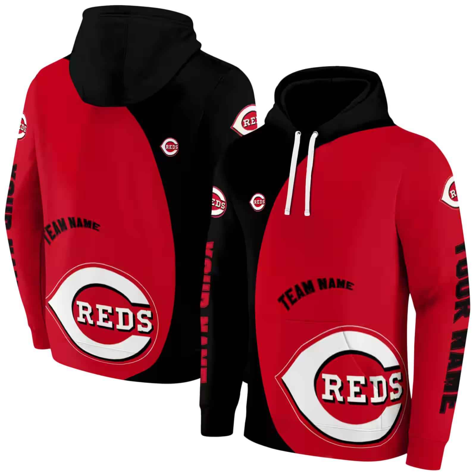 custom cincinnati reds minimalist design red black hoodie fashion forward