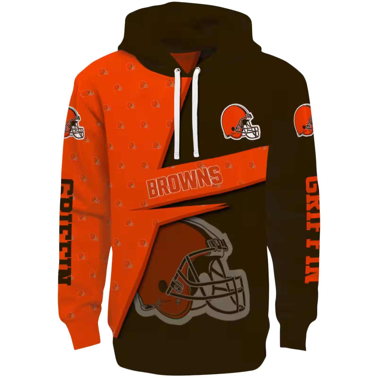 Custom Cleveland Browns Abstract Shape Brown Hoodie