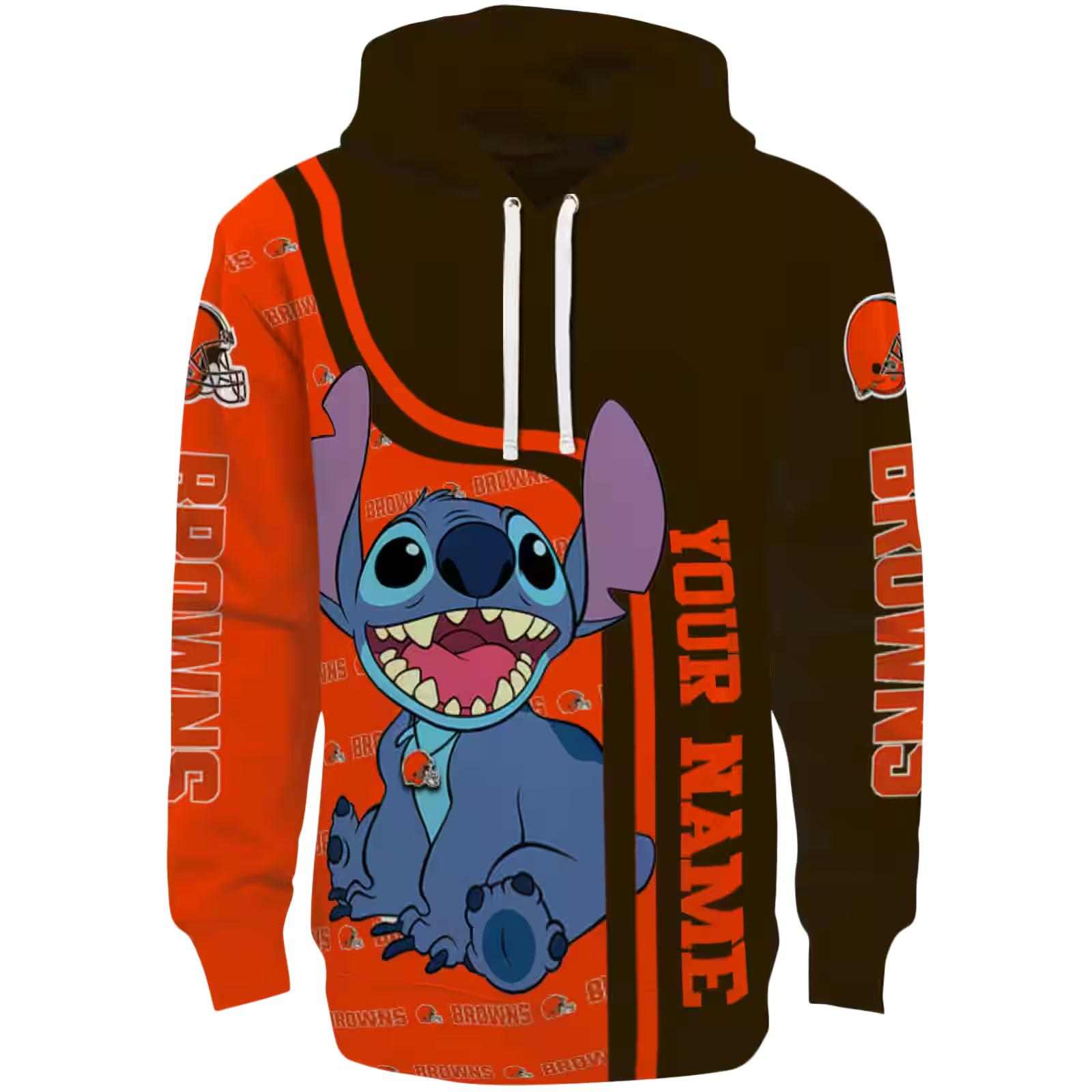 Custom Cleveland Browns Stitch Brown Hoodie