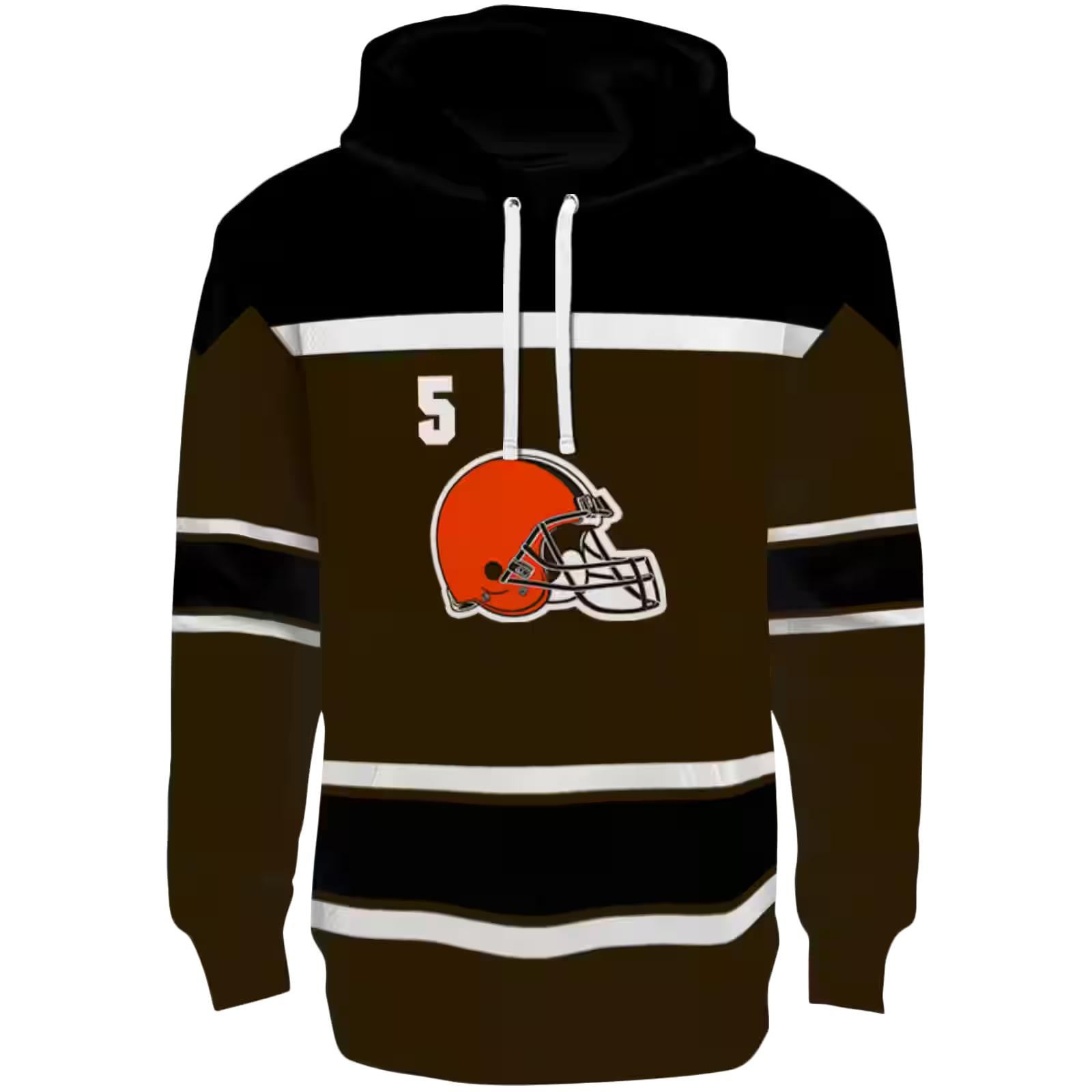 Custom Cleveland Browns Striped Pattern Brown Hoodie