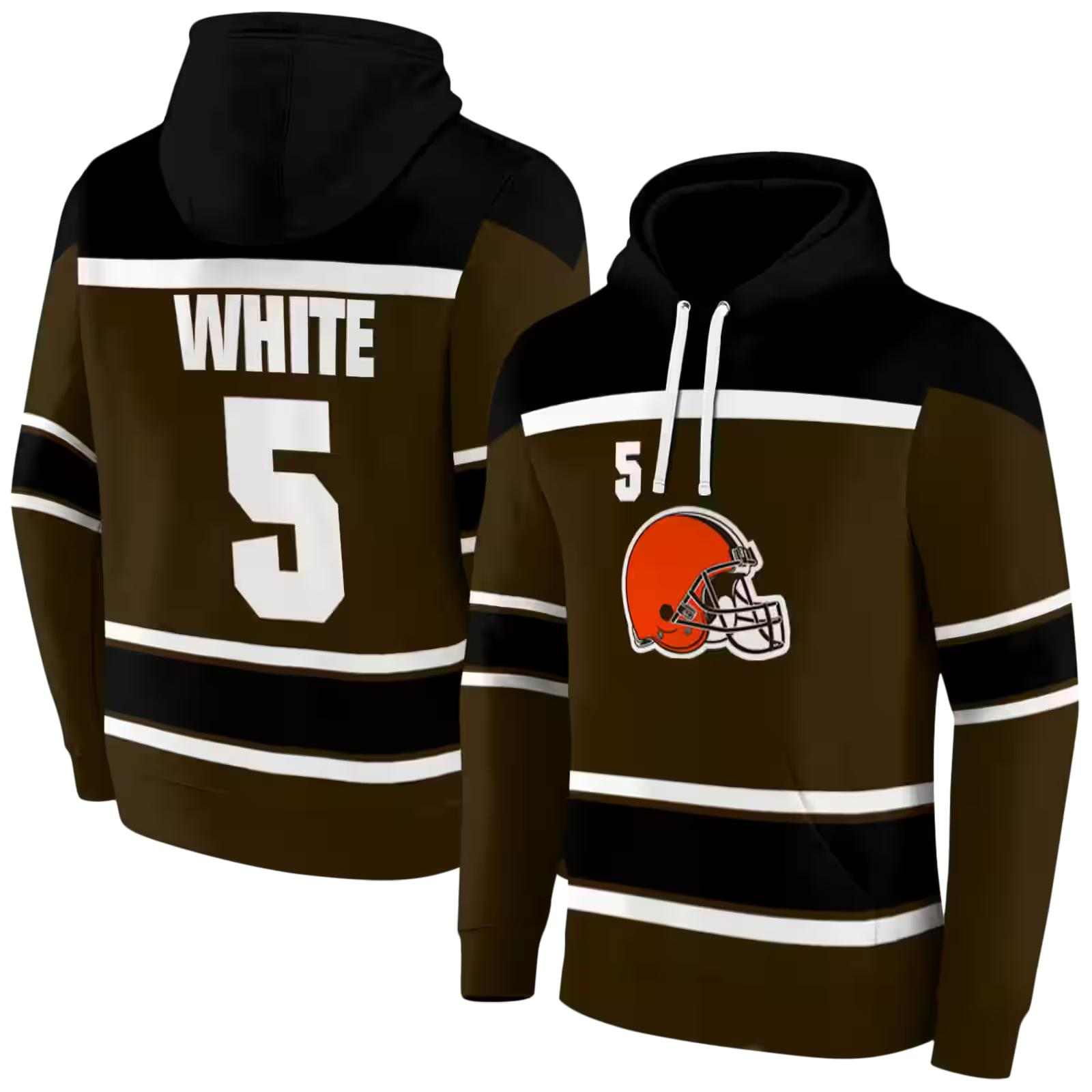 custom cleveland browns striped pattern brown hoodie fashion forward