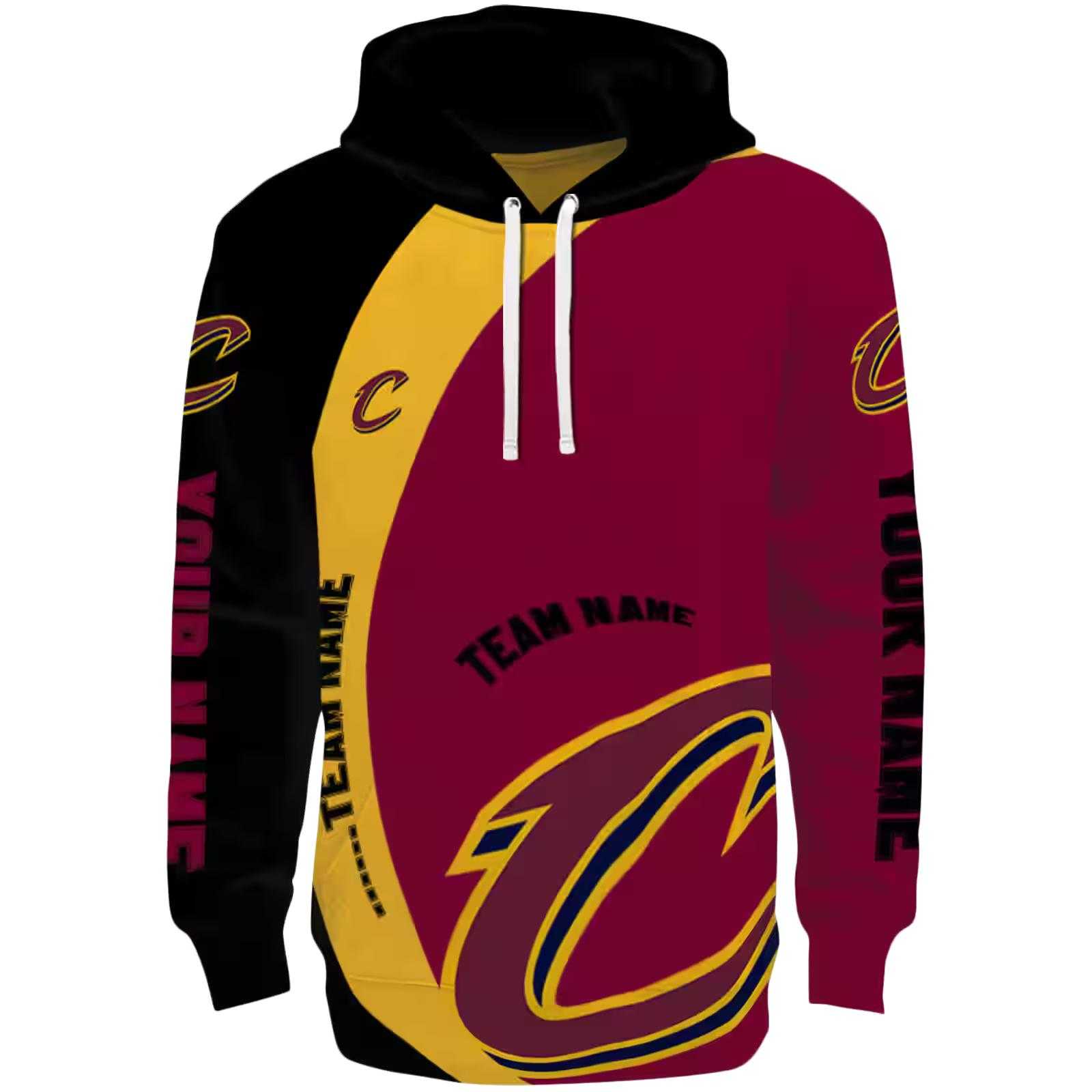 Custom Cleveland Cavaliers Minimalist Design Wine Black Hoodie