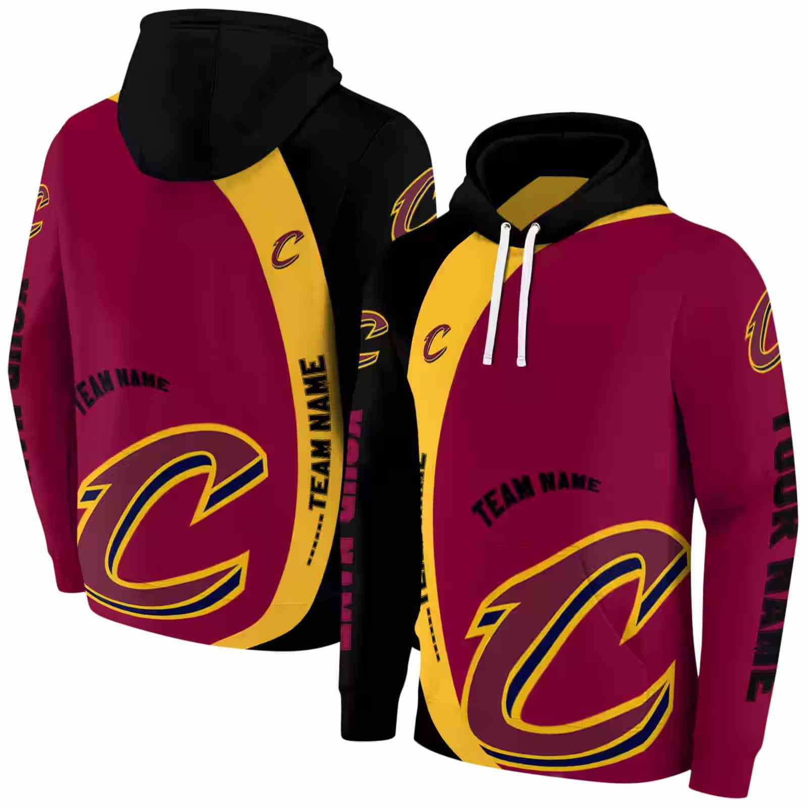 custom cleveland cavaliers minimalist design wine black hoodie fashion forward