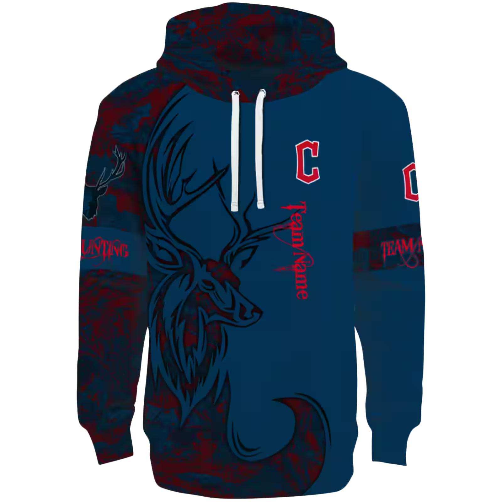 Custom Cleveland Guardians Deer Silhouette Navy Blue Hoodie