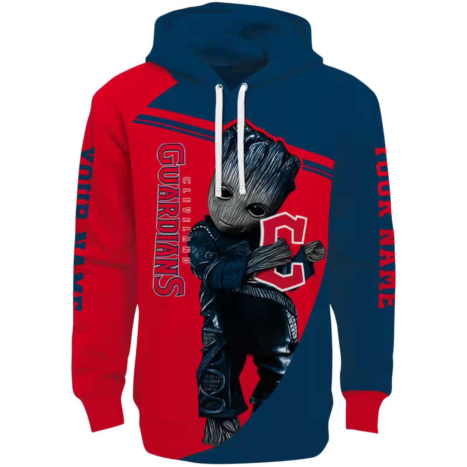 Custom Cleveland Guardians Groot Navy Blue Hoodie