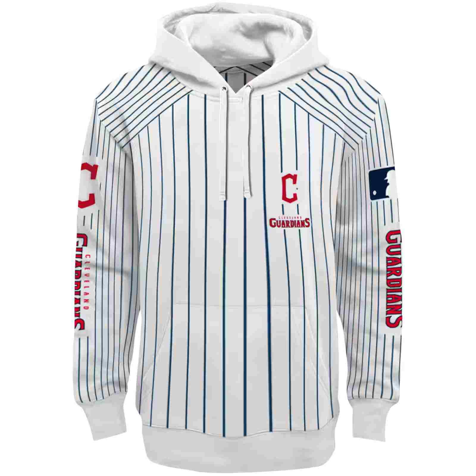 Custom Cleveland Guardians Pinstripe Pattern Navy Blue White Hoodie