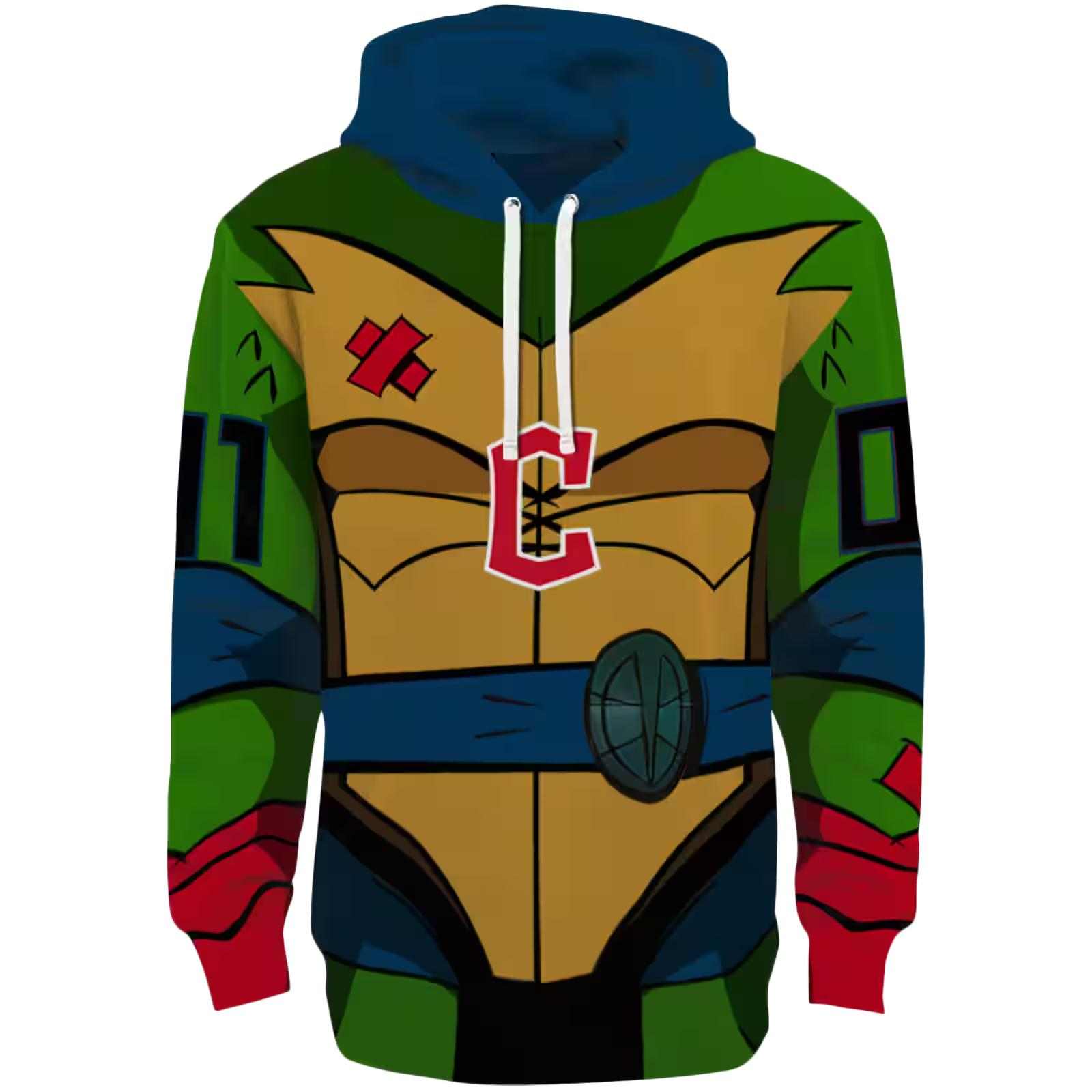 Custom Cleveland Guardians Superhero Armor Navy Blue Green Hoodie