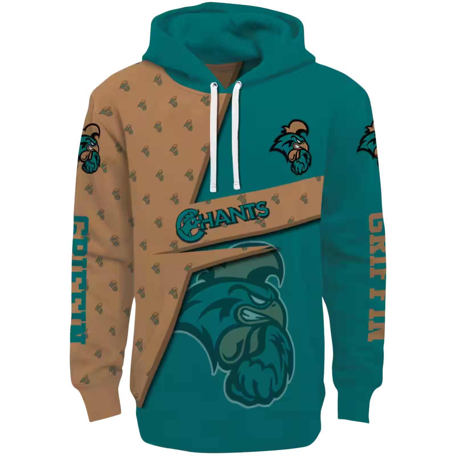 Custom Coastal Carolina Chanticleers Abstract Shape Green Hoodie
