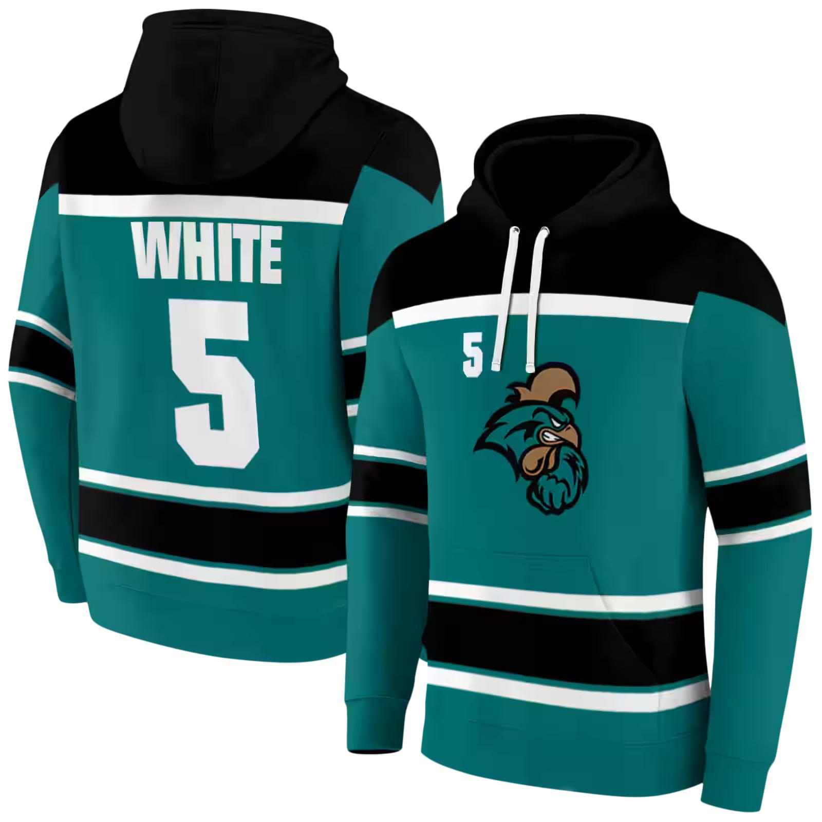 custom coastal carolina chanticleers striped pattern green hoodie fashion forward