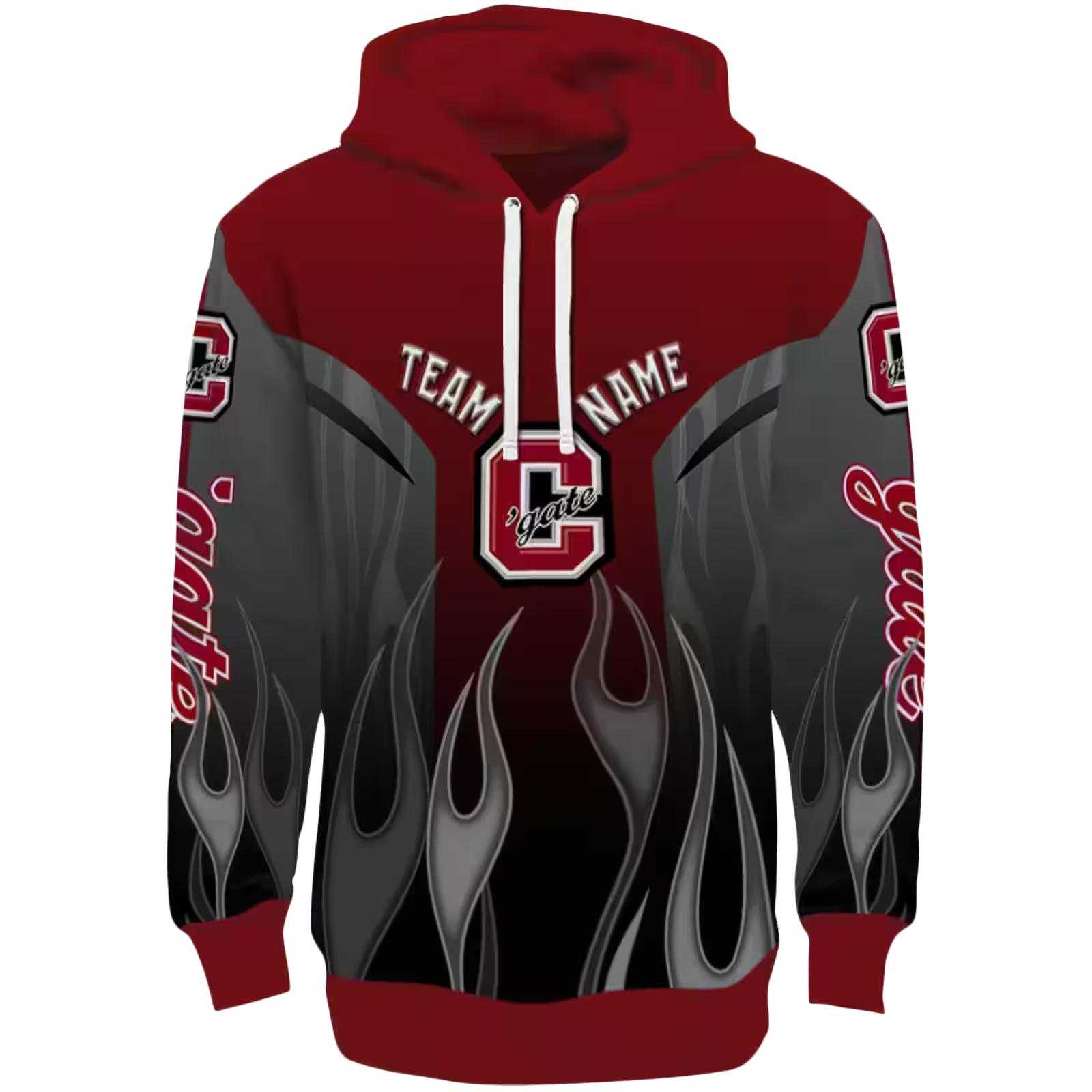 Custom Colgate Raiders Flame Design Maroon Hoodie