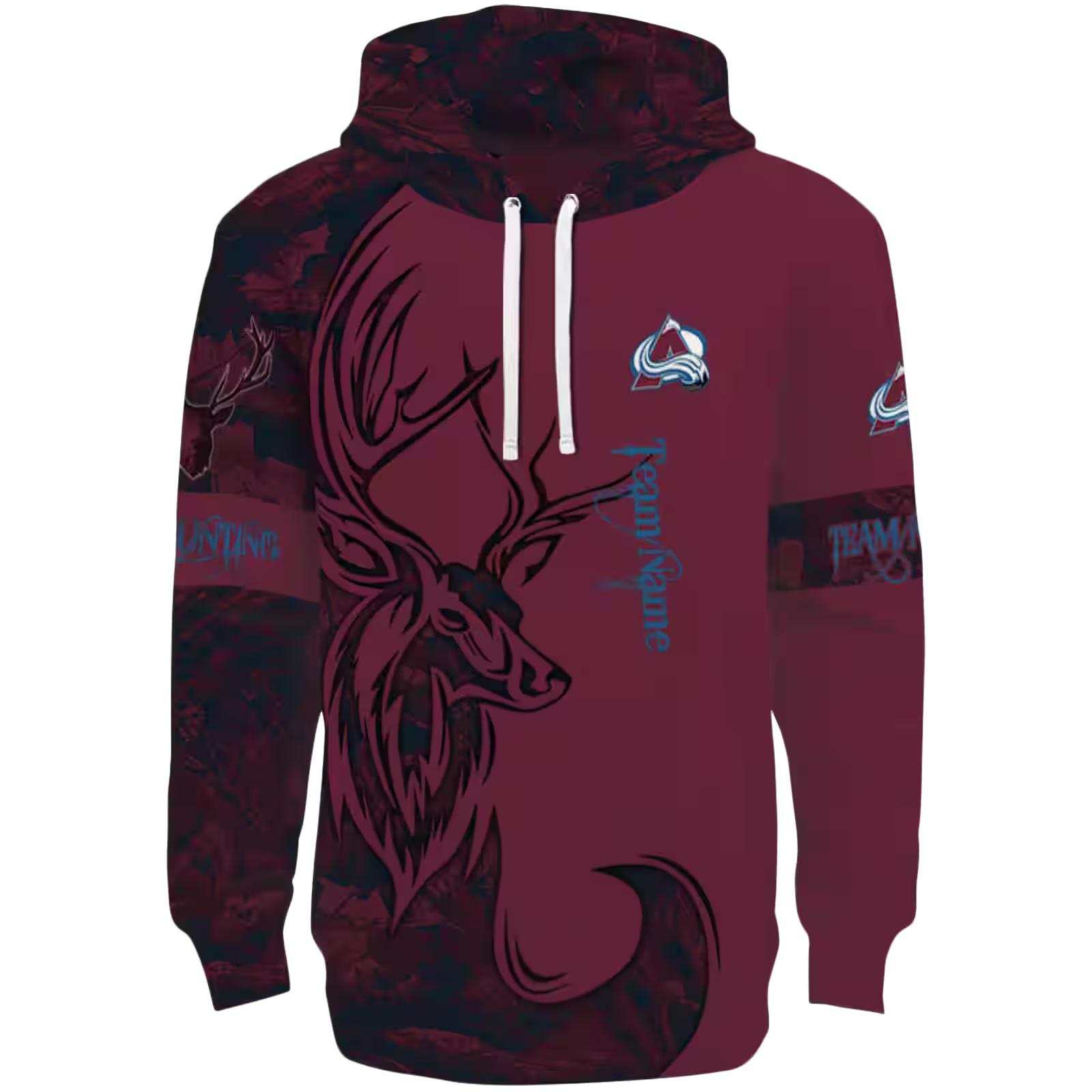 Custom Colorado Avalanche Deer Silhouette Burgundy Hoodie