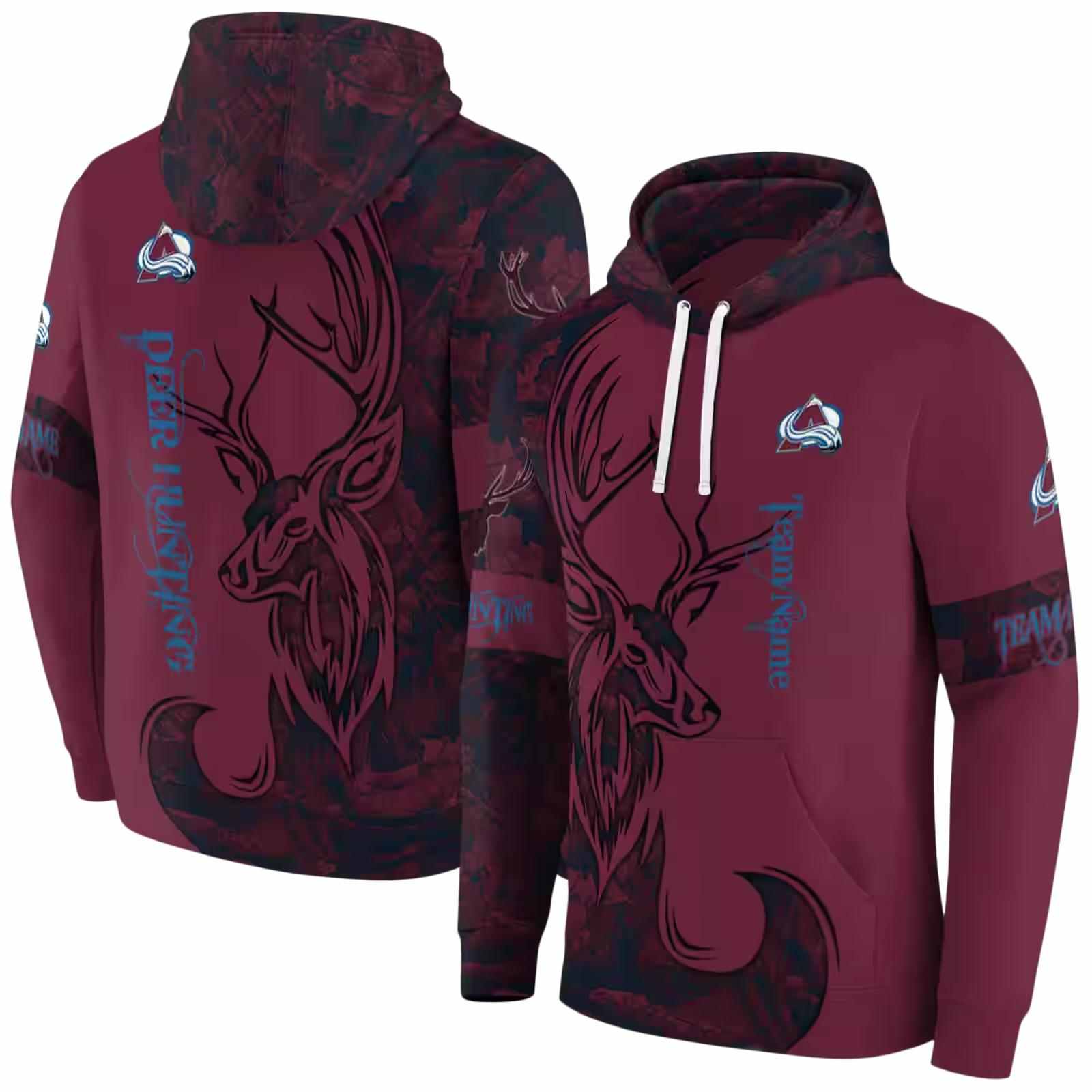 custom colorado avalanche deer silhouette burgundy hoodie fashion forward