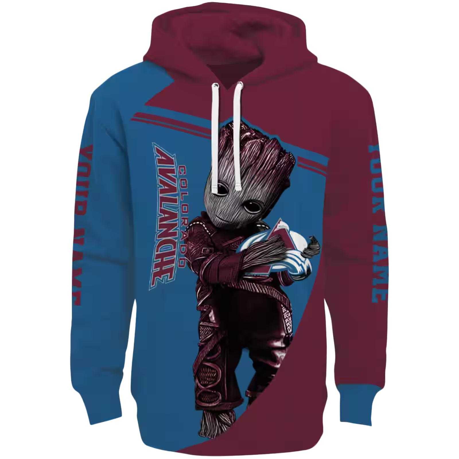 Custom Colorado Avalanche Groot Burgundy Hoodie