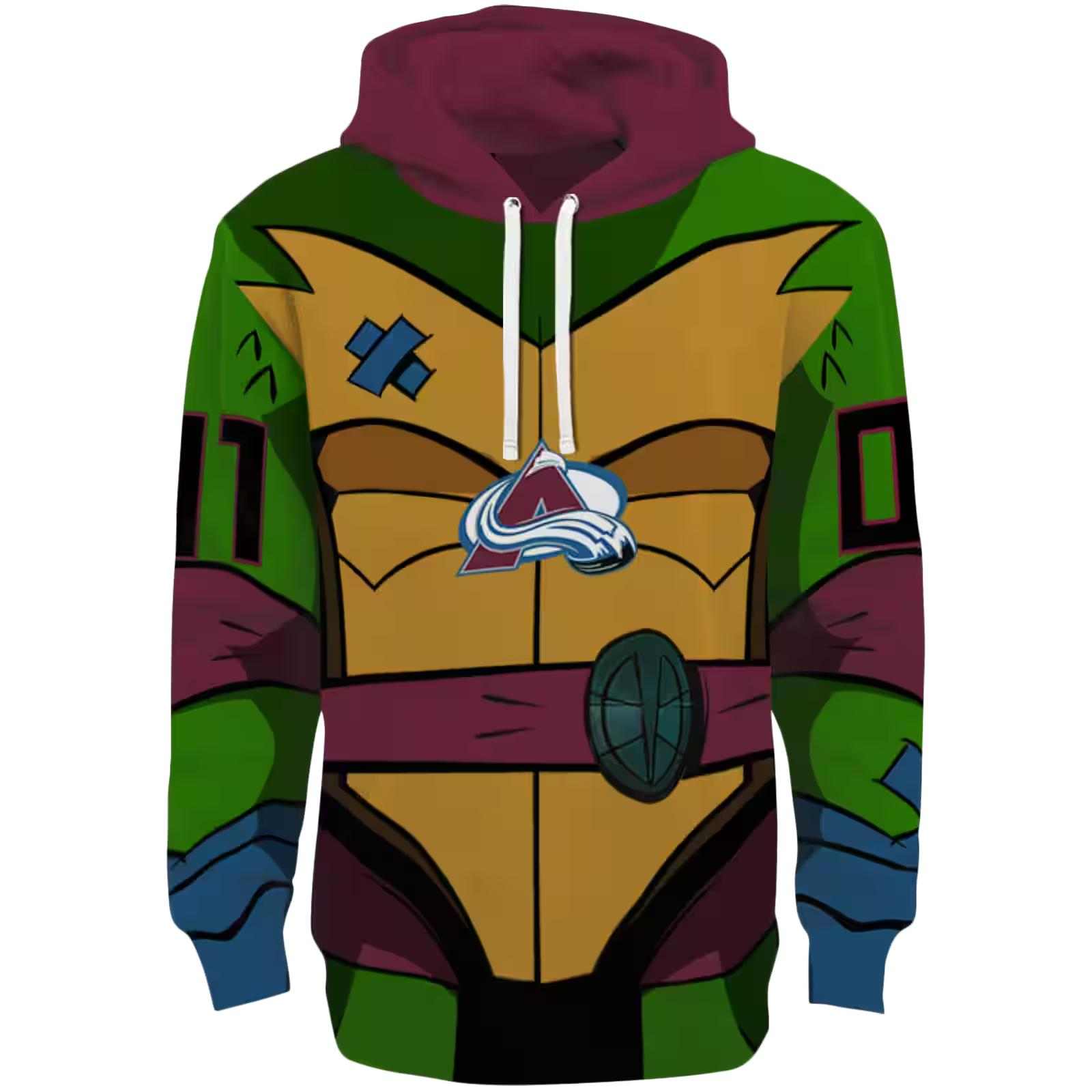 Custom Colorado Avalanche Superhero Armor Burgundy Green Hoodie