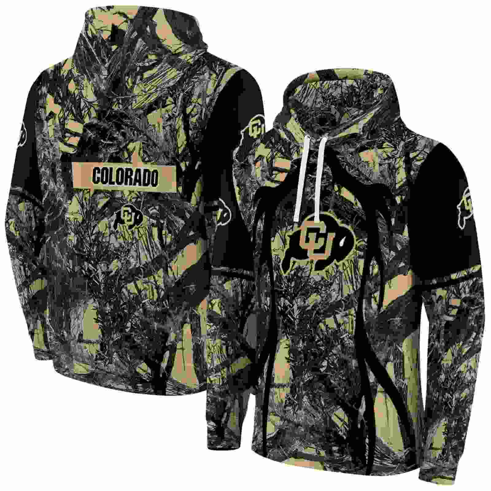 custom colorado buffaloes hunting theme gold black hoodie fashion forward