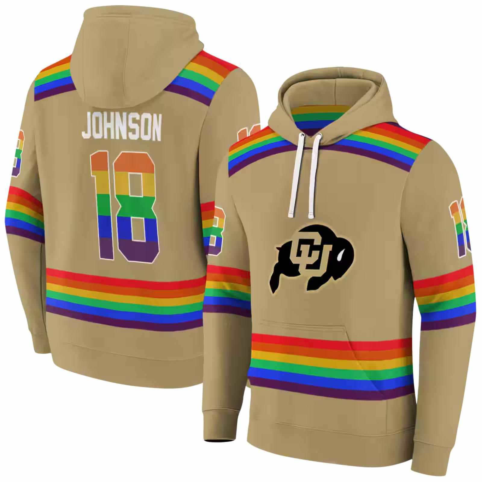 custom colorado buffaloes rainbow stripes gold hoodie fashion forward