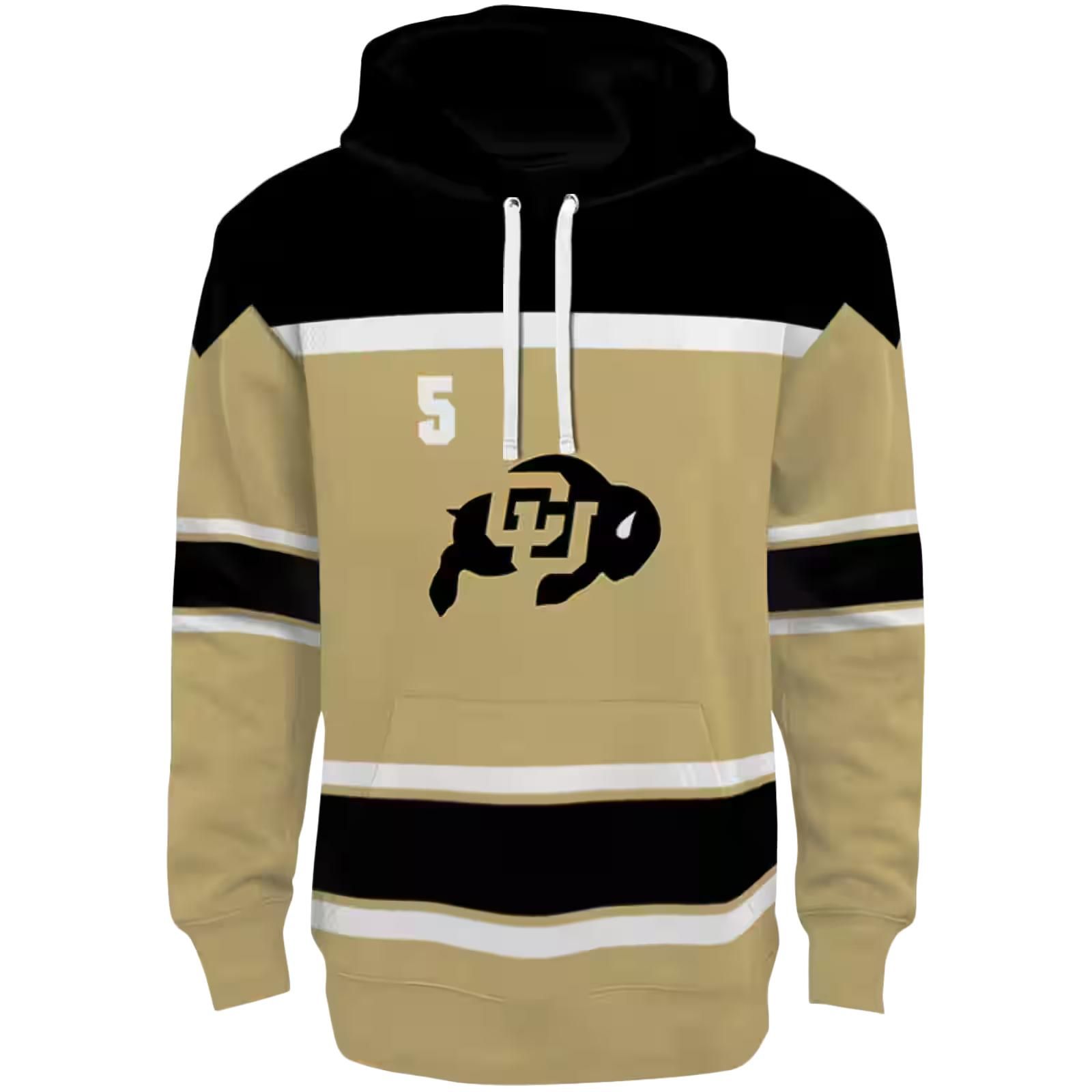 Custom Colorado Buffaloes Striped Pattern Gold Hoodie