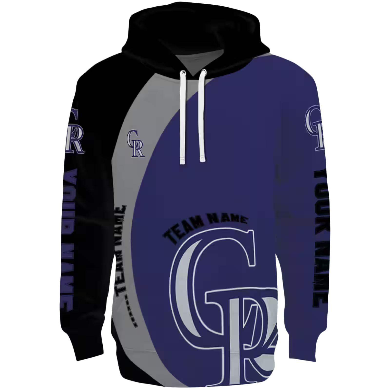 Custom Colorado Rockies Minimalist Design Blue Black Hoodie