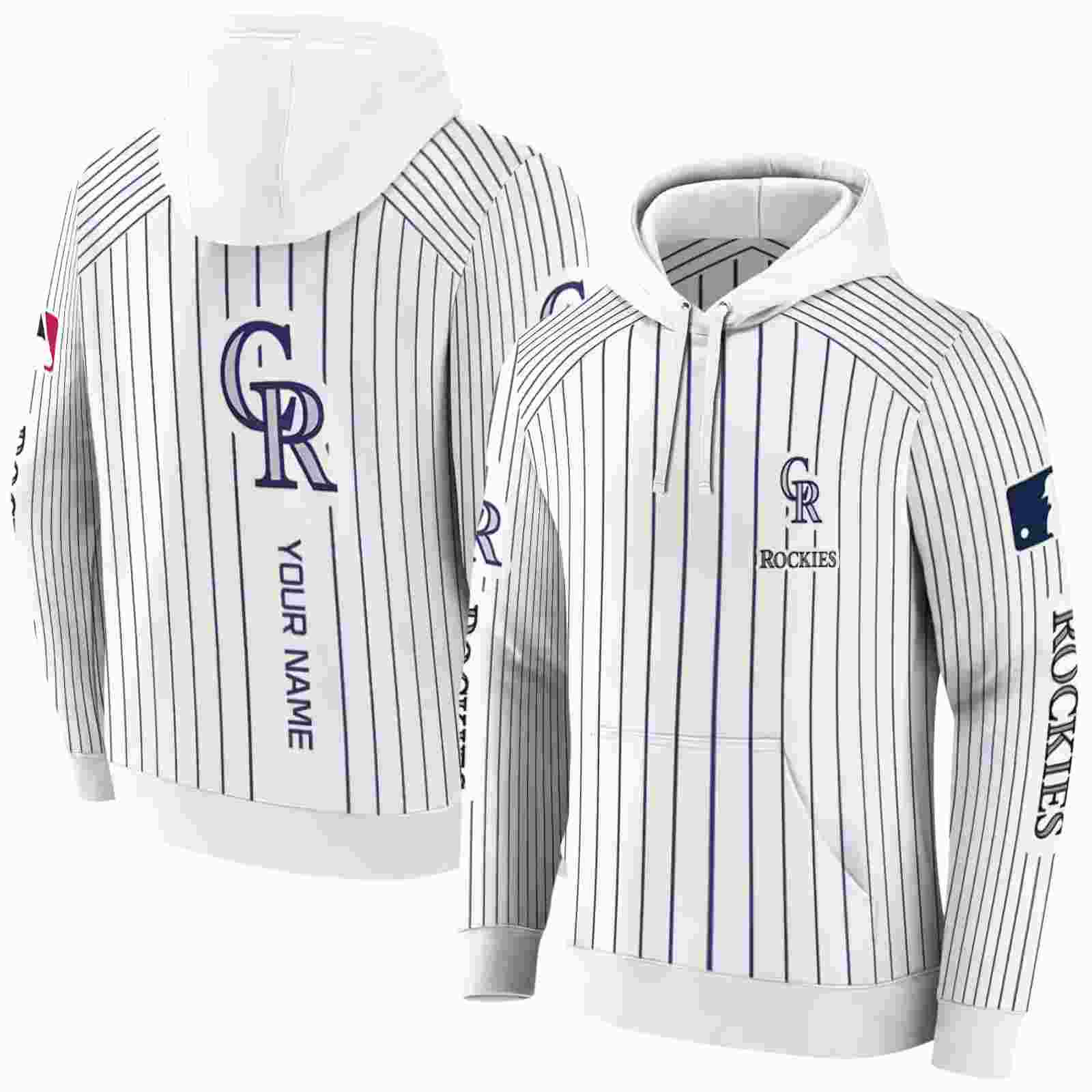 custom colorado rockies pinstripe pattern blue white hoodie fashion forward