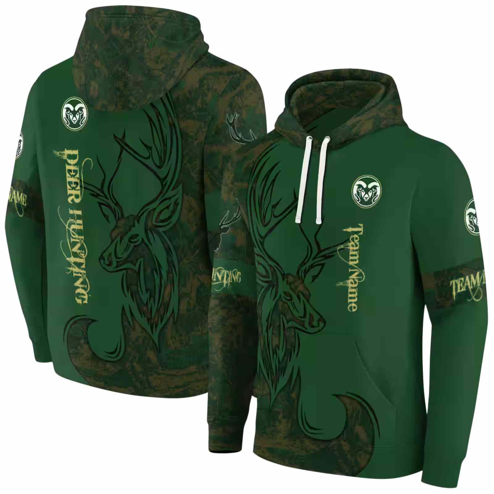 custom colorado state rams deer silhouette green hoodie fashion forward