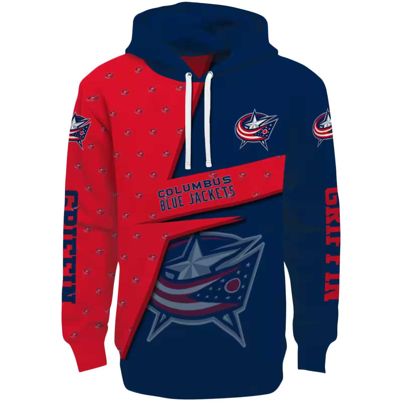 Custom Columbus Blue Jackets Abstract Shape Navy Blue Hoodie