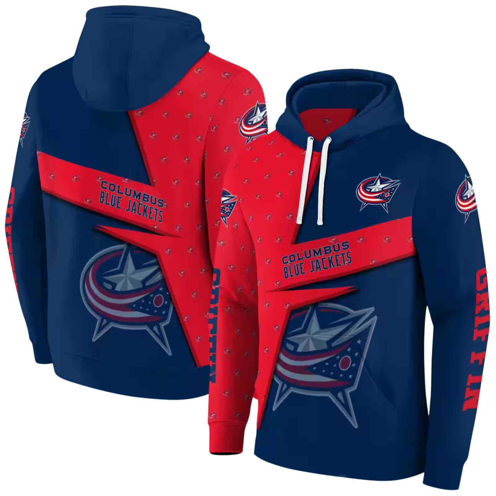 custom columbus blue jackets abstract shape navy blue hoodie fashion forward