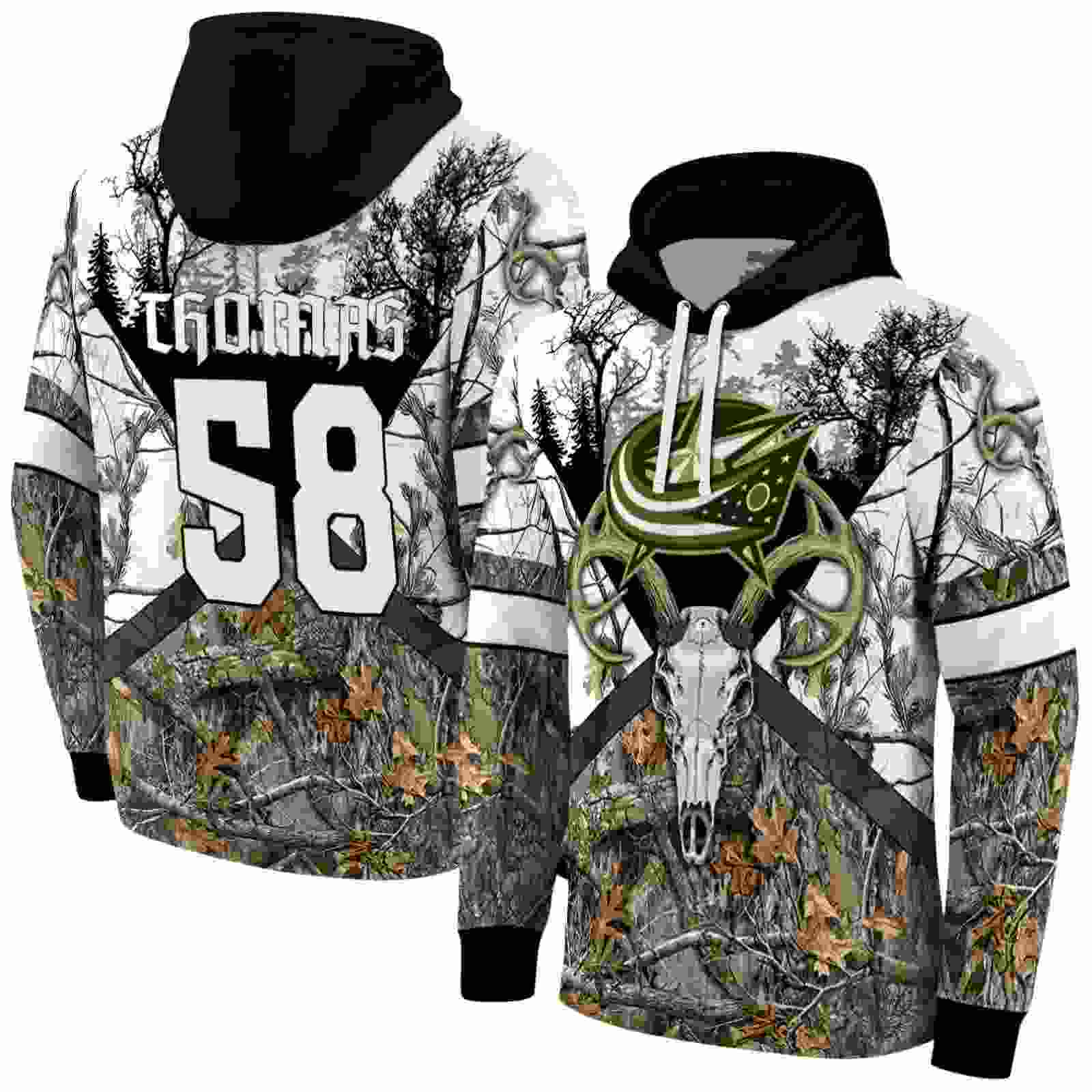 custom columbus blue jackets forest silhouette hoodie fashion forward