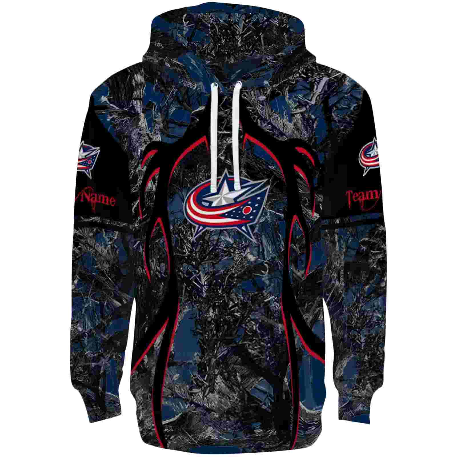 Custom Columbus Blue Jackets Hunting Theme Navy Blue Black Hoodie