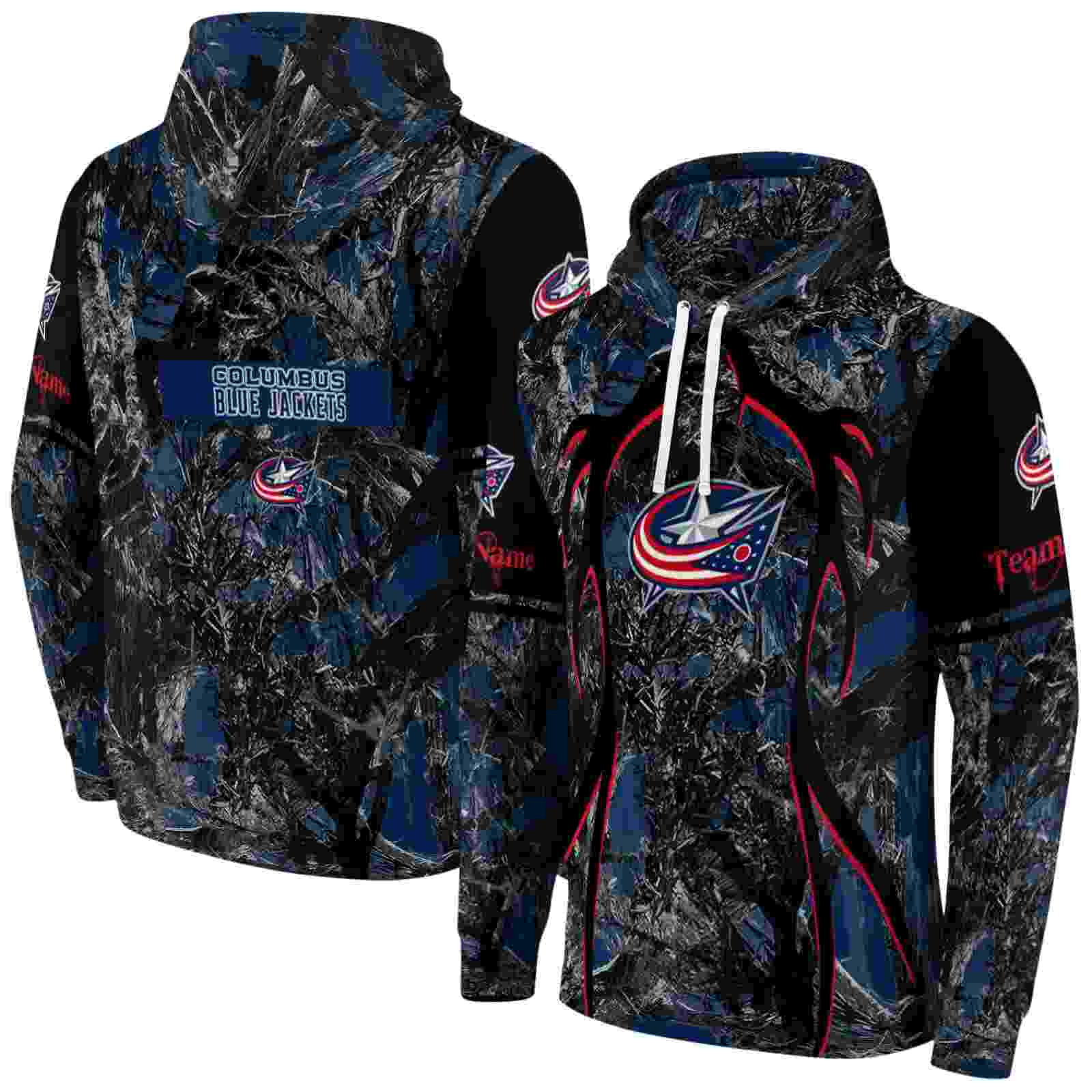 custom columbus blue jackets hunting theme navy blue black hoodie fashion forward