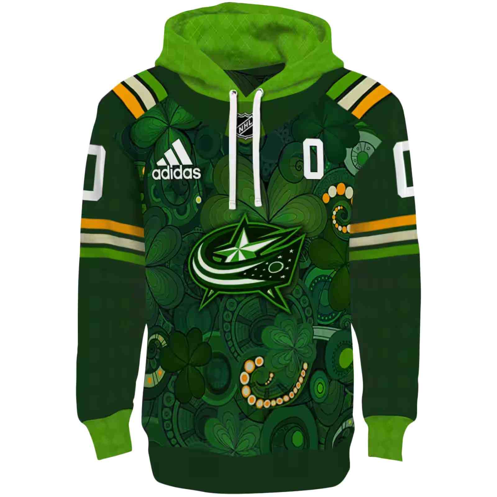 Custom Columbus Blue Jackets Shamrock Theme Green Hoodie