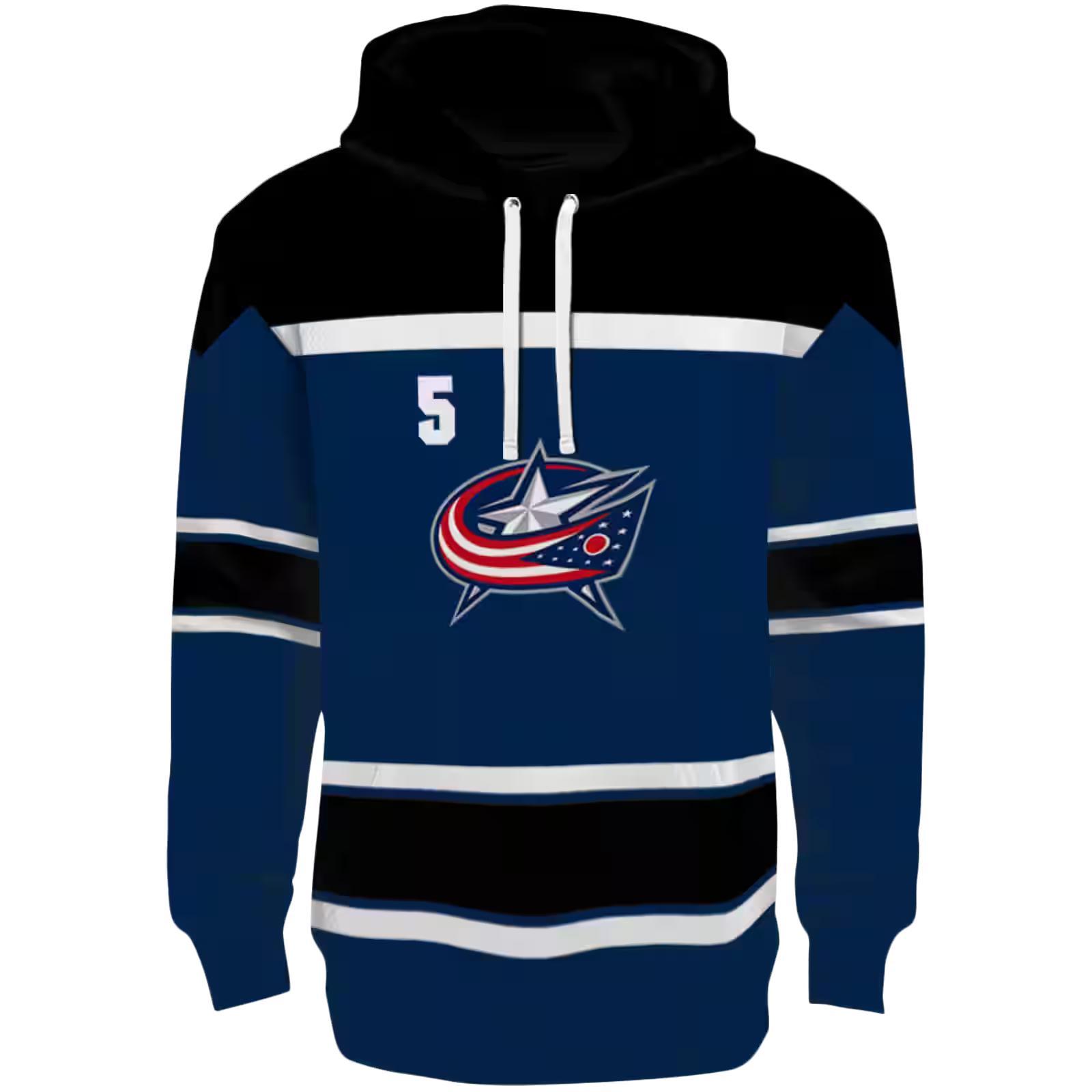 Custom Columbus Blue Jackets Striped Pattern Navy Blue Hoodie