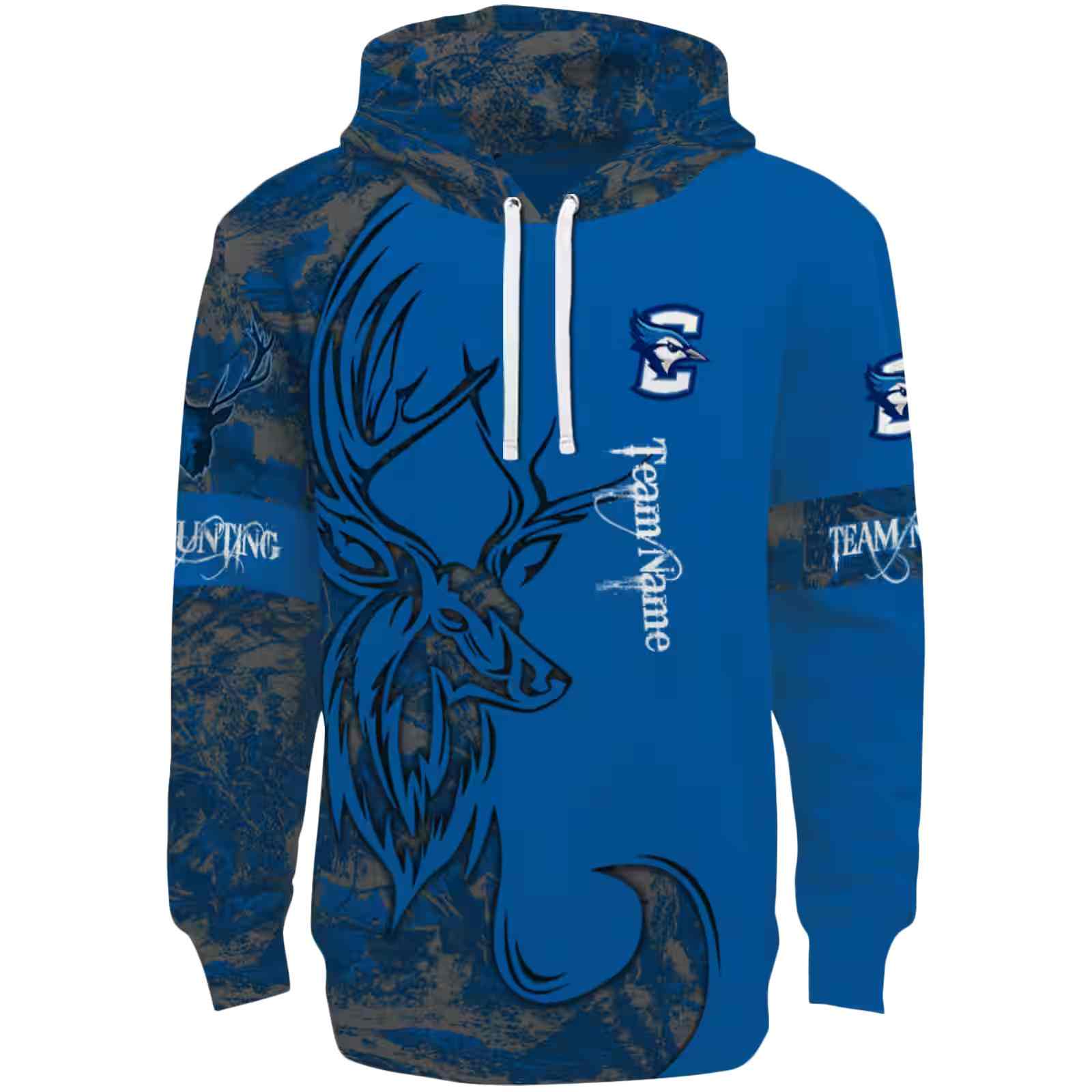 Custom Creighton Bluejays Deer Silhouette Blue Hoodie