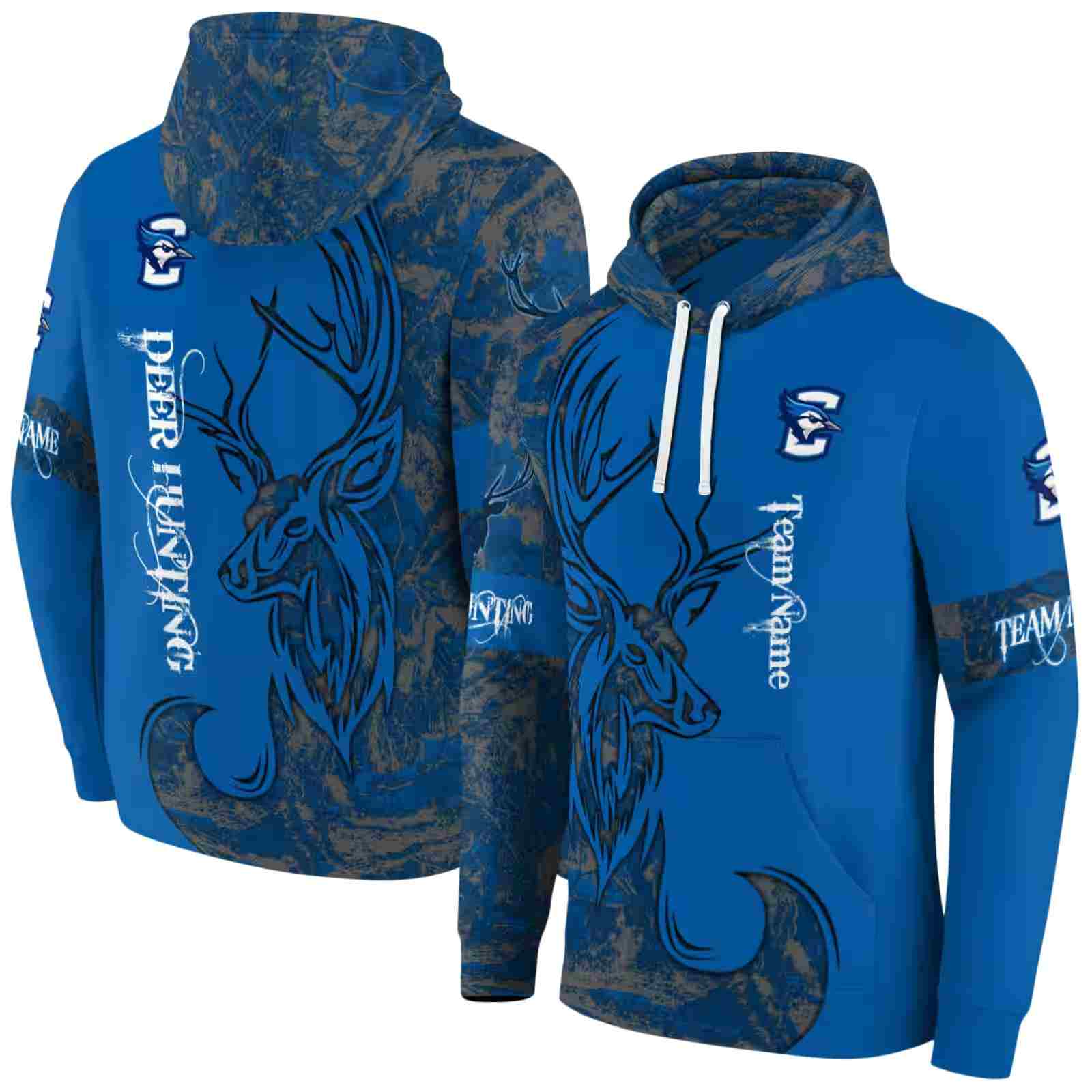 custom creighton bluejays deer silhouette blue hoodie fashion forward