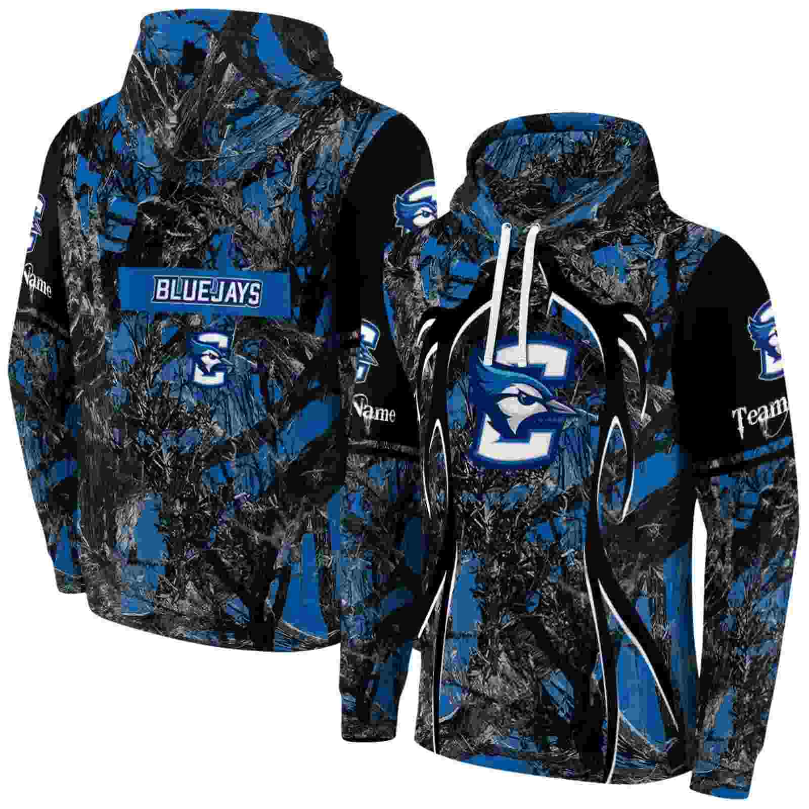 custom creighton bluejays hunting theme blue black hoodie fashion forward