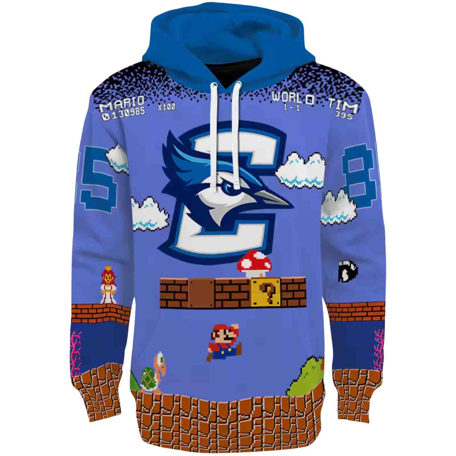 Custom Creighton Bluejays Mario Blue Black Hoodie