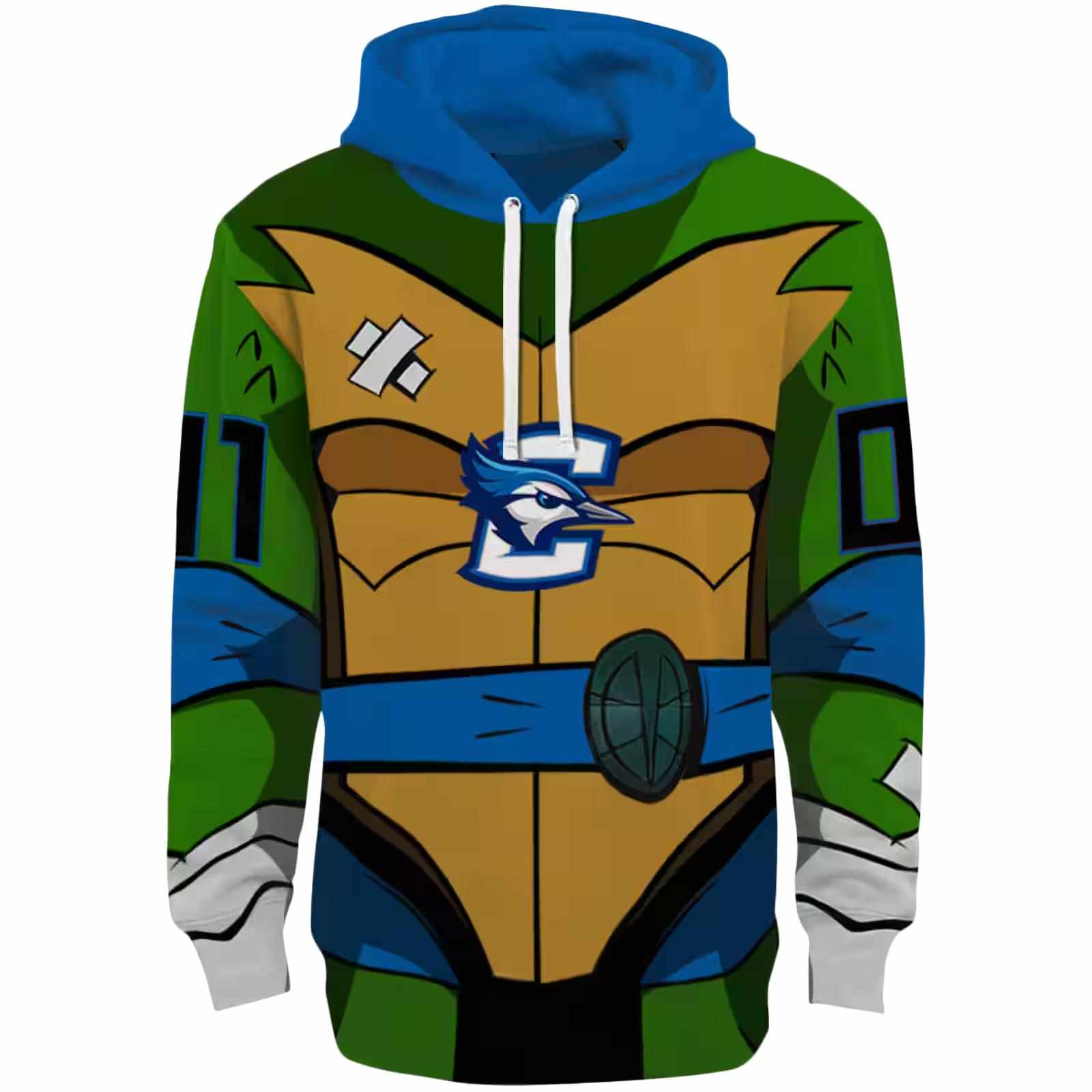 Custom Creighton Bluejays Superhero Armor Blue Green Hoodie