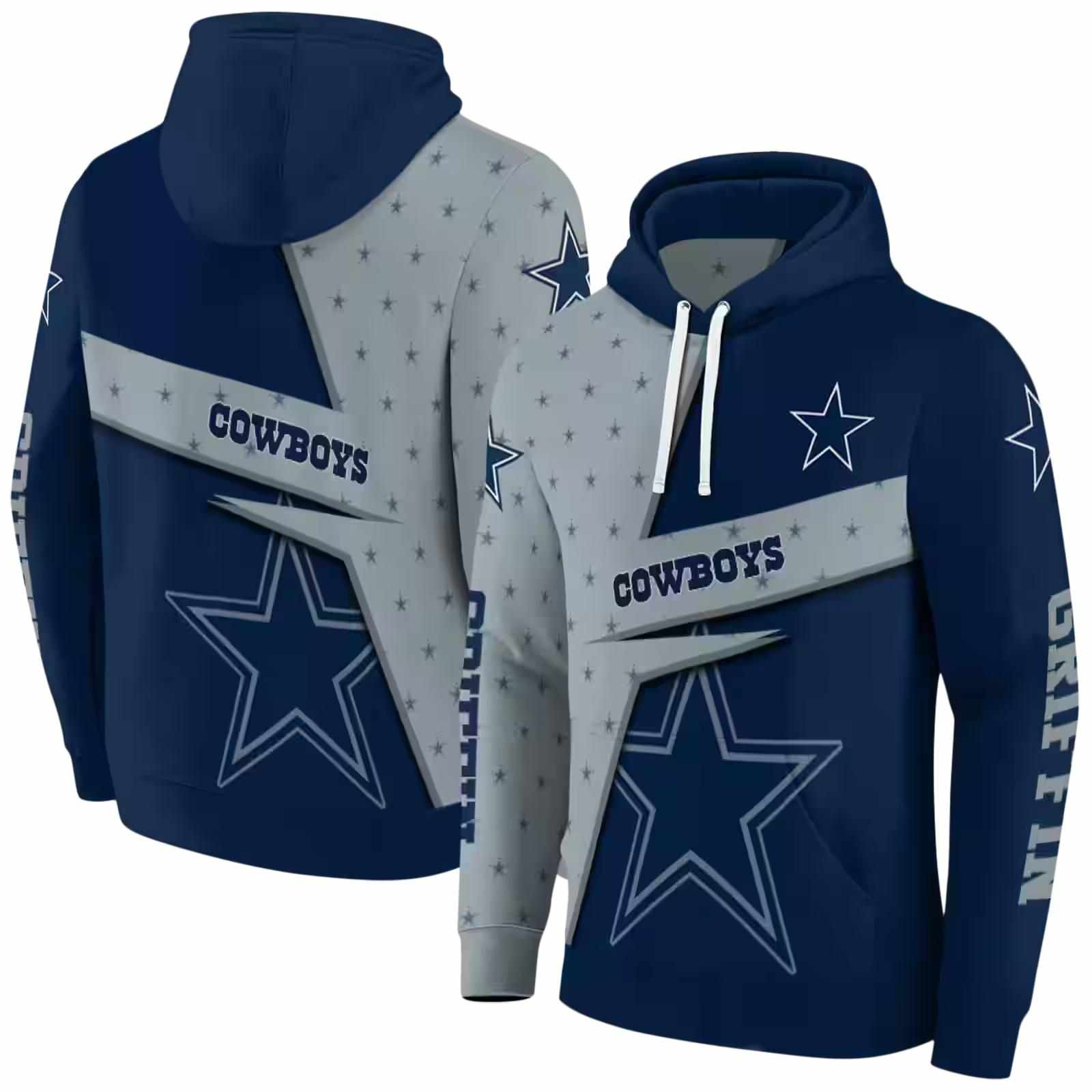 custom dallas cowboys abstract shape blue hoodie fashion forward