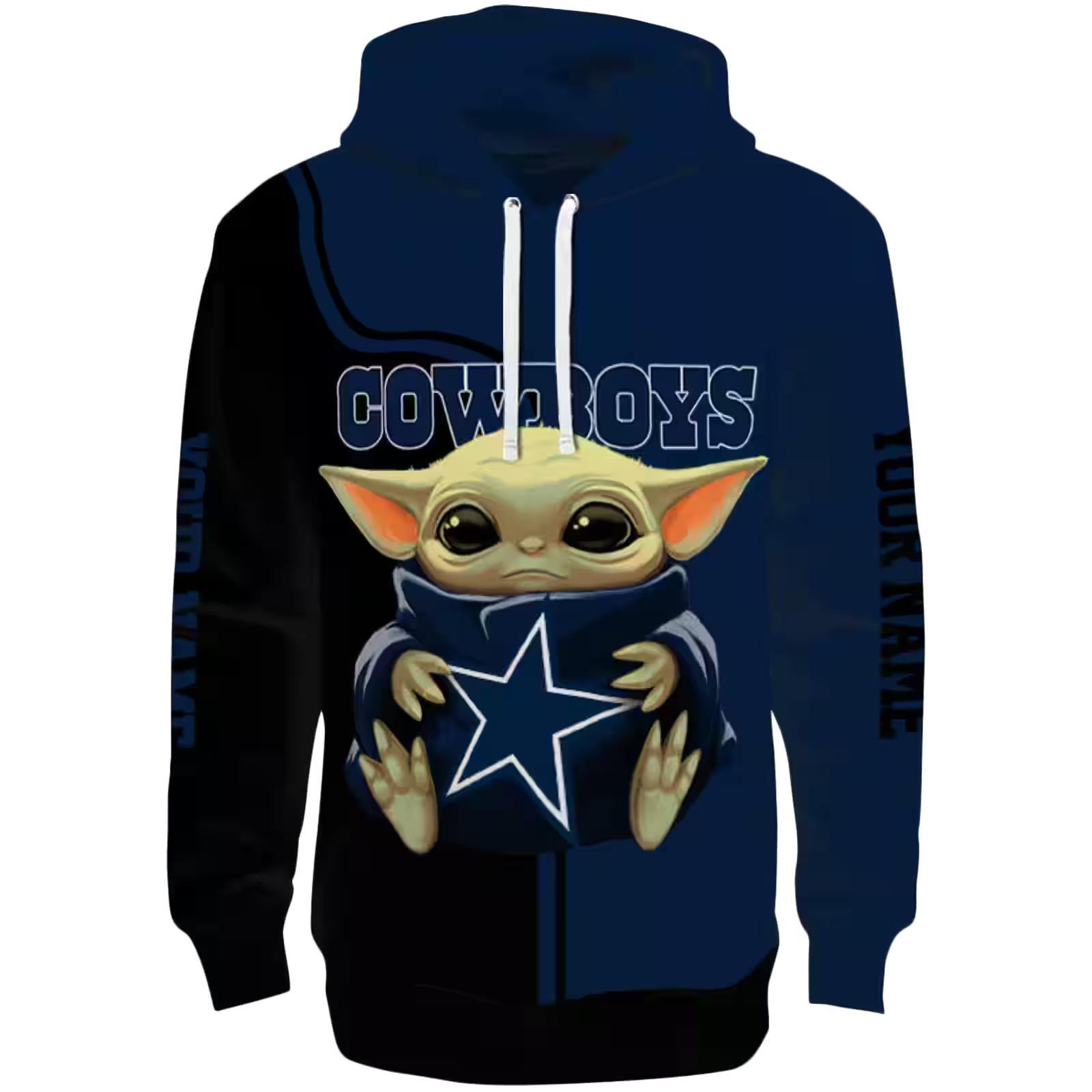 Custom Dallas Cowboys Baby Yoda Blue Black Hoodie