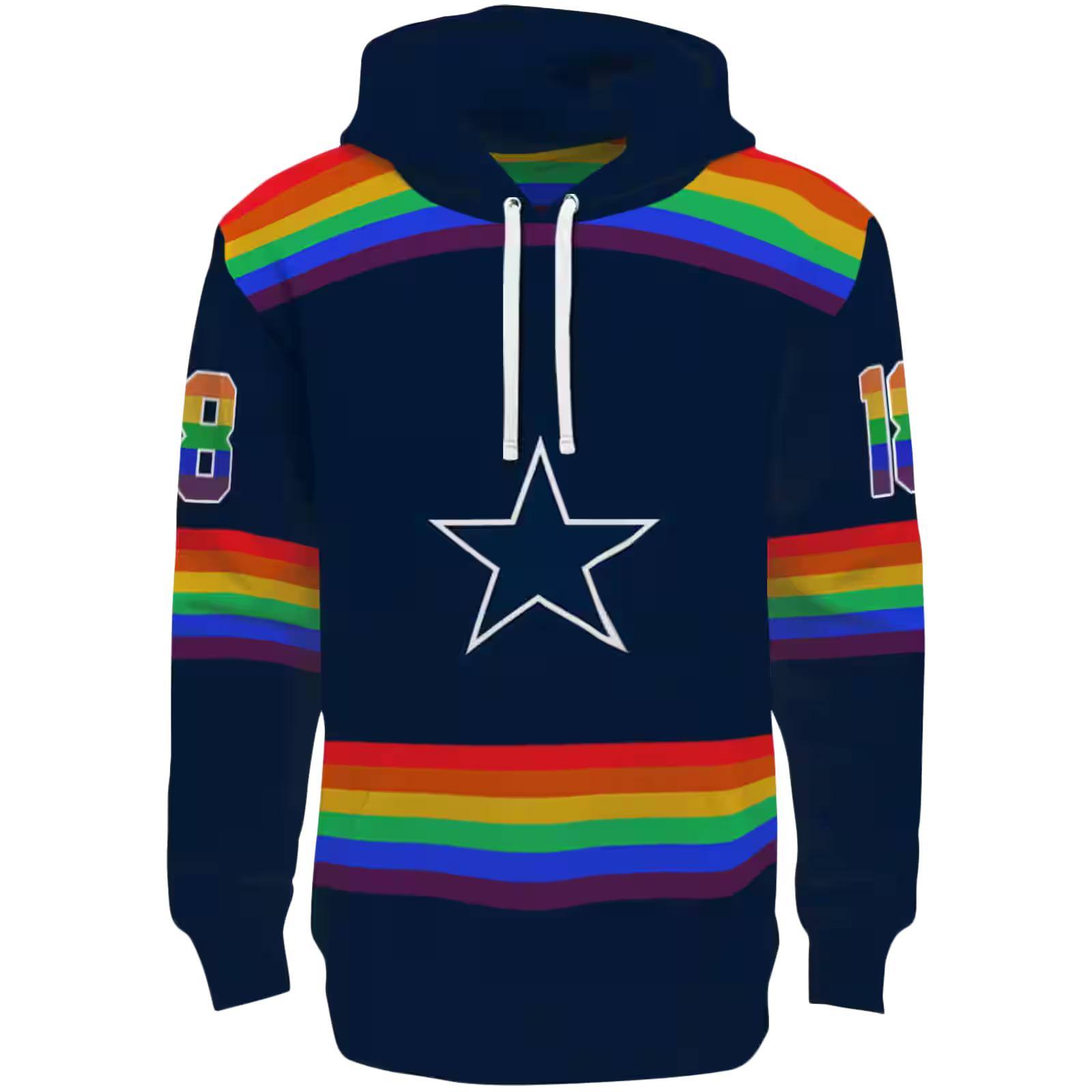 Custom Dallas Cowboys Rainbow Stripes Blue Hoodie