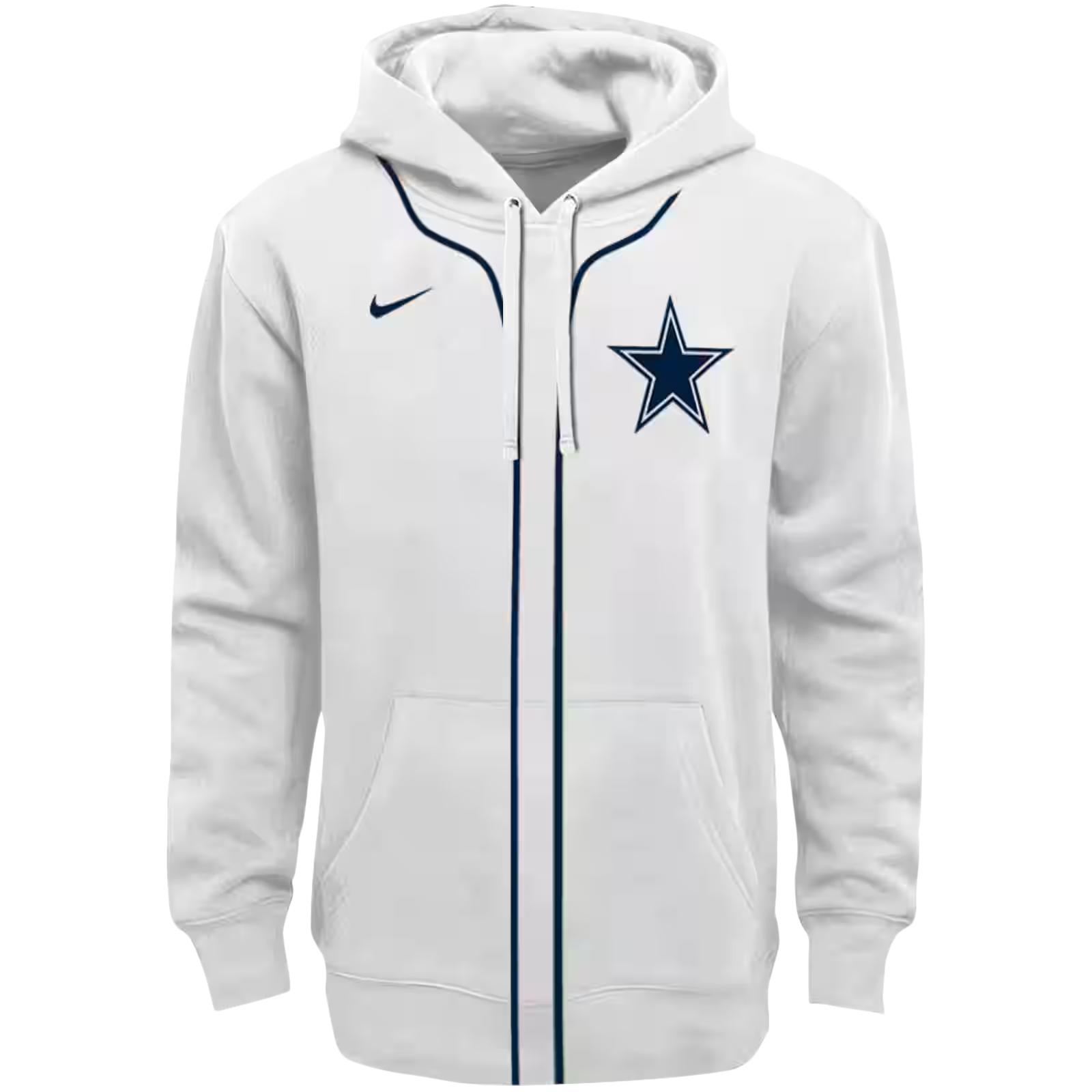 Custom Dallas Cowboys Sporty Stripe White Hoodie