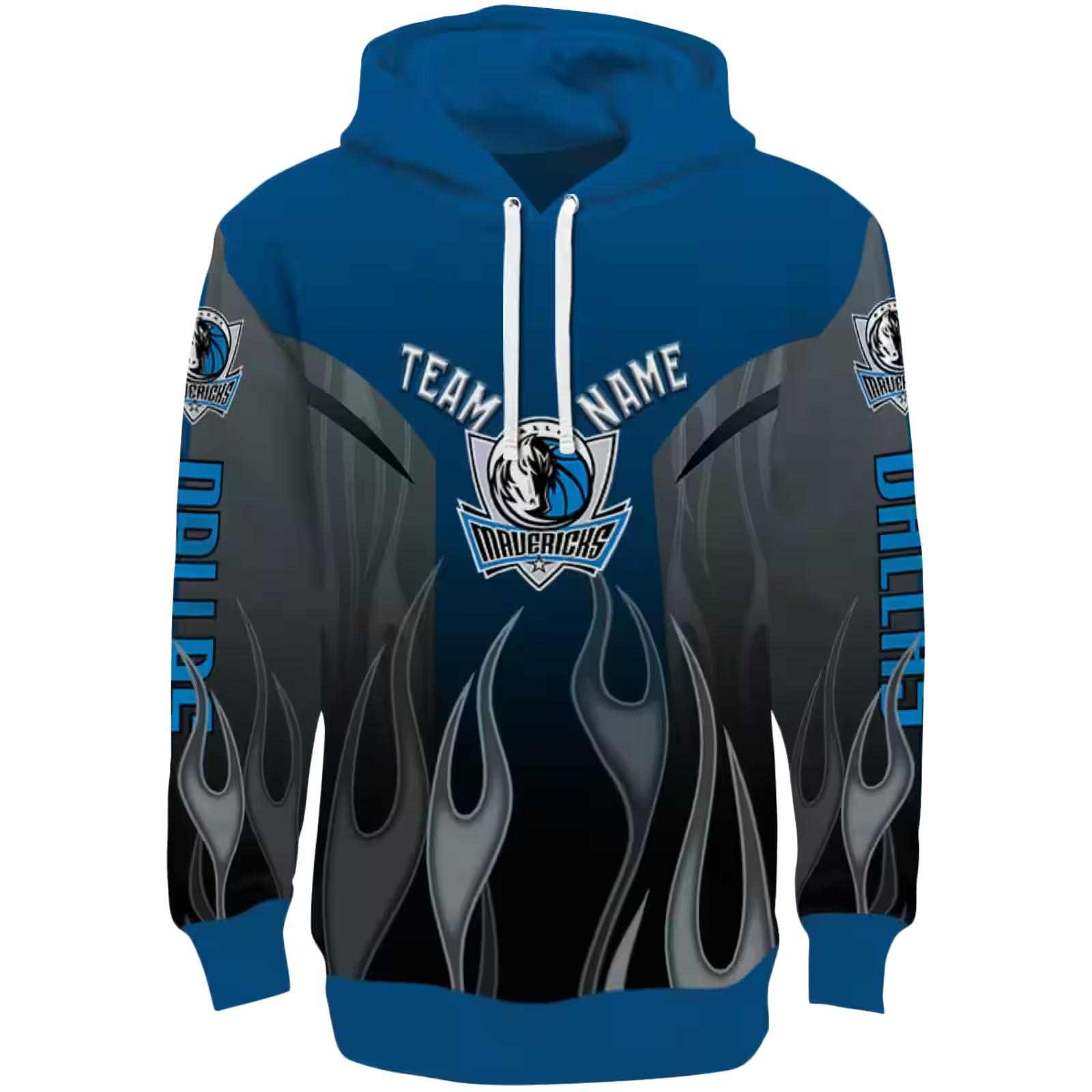 Custom Dallas Mavericks Flame Design Blue Hoodie