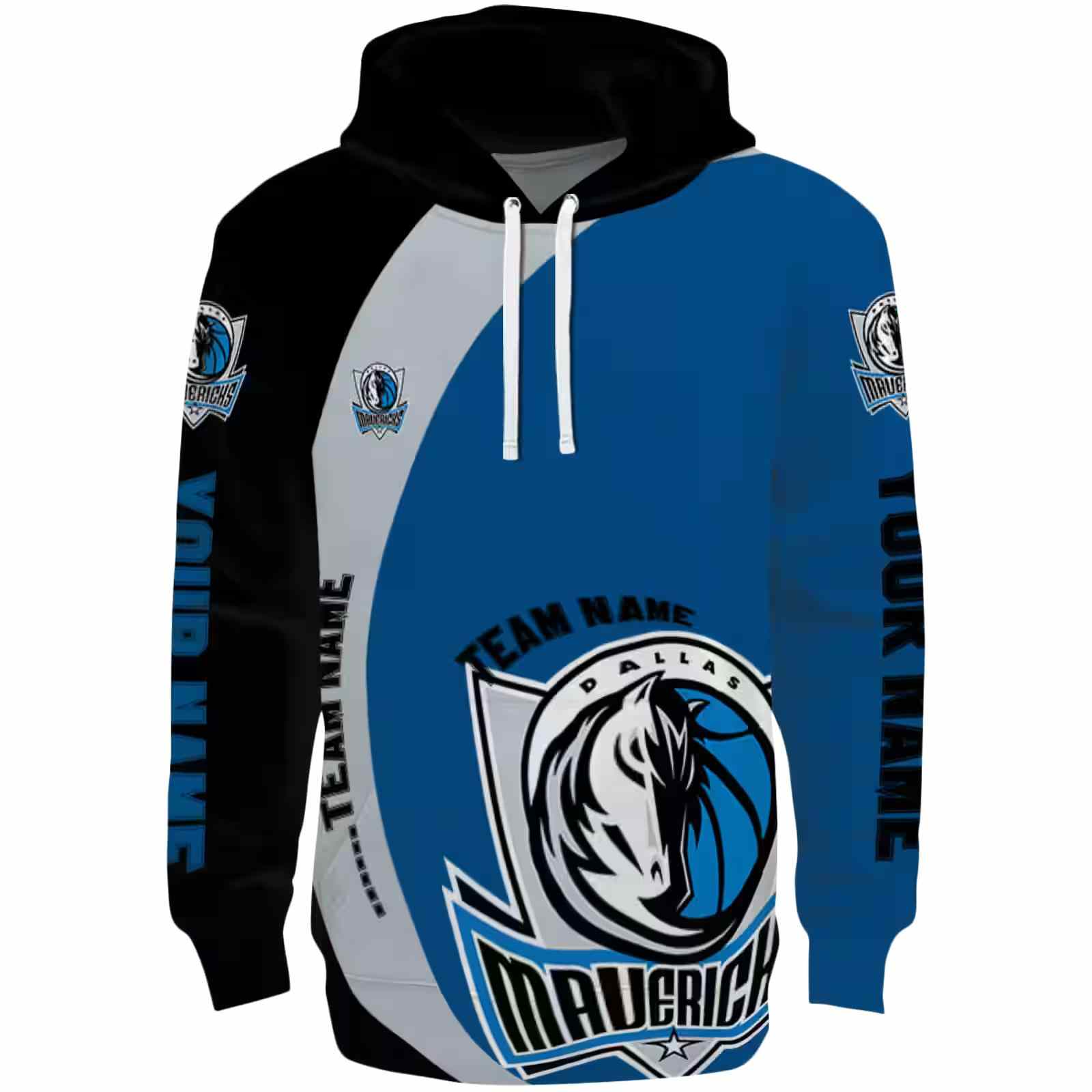 Custom Dallas Mavericks Minimalist Design Blue Black Hoodie