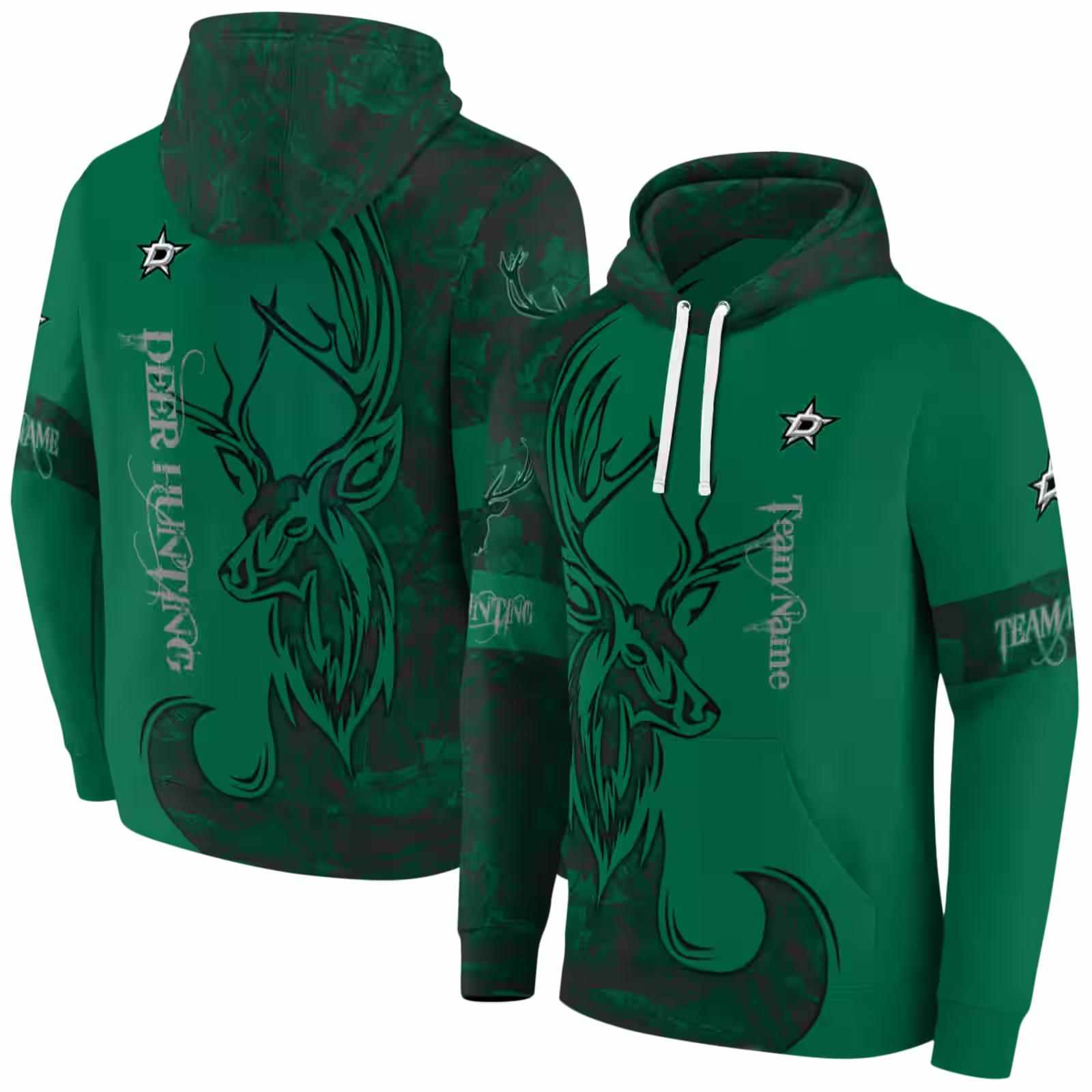 custom dallas stars deer silhouette green hoodie fashion forward