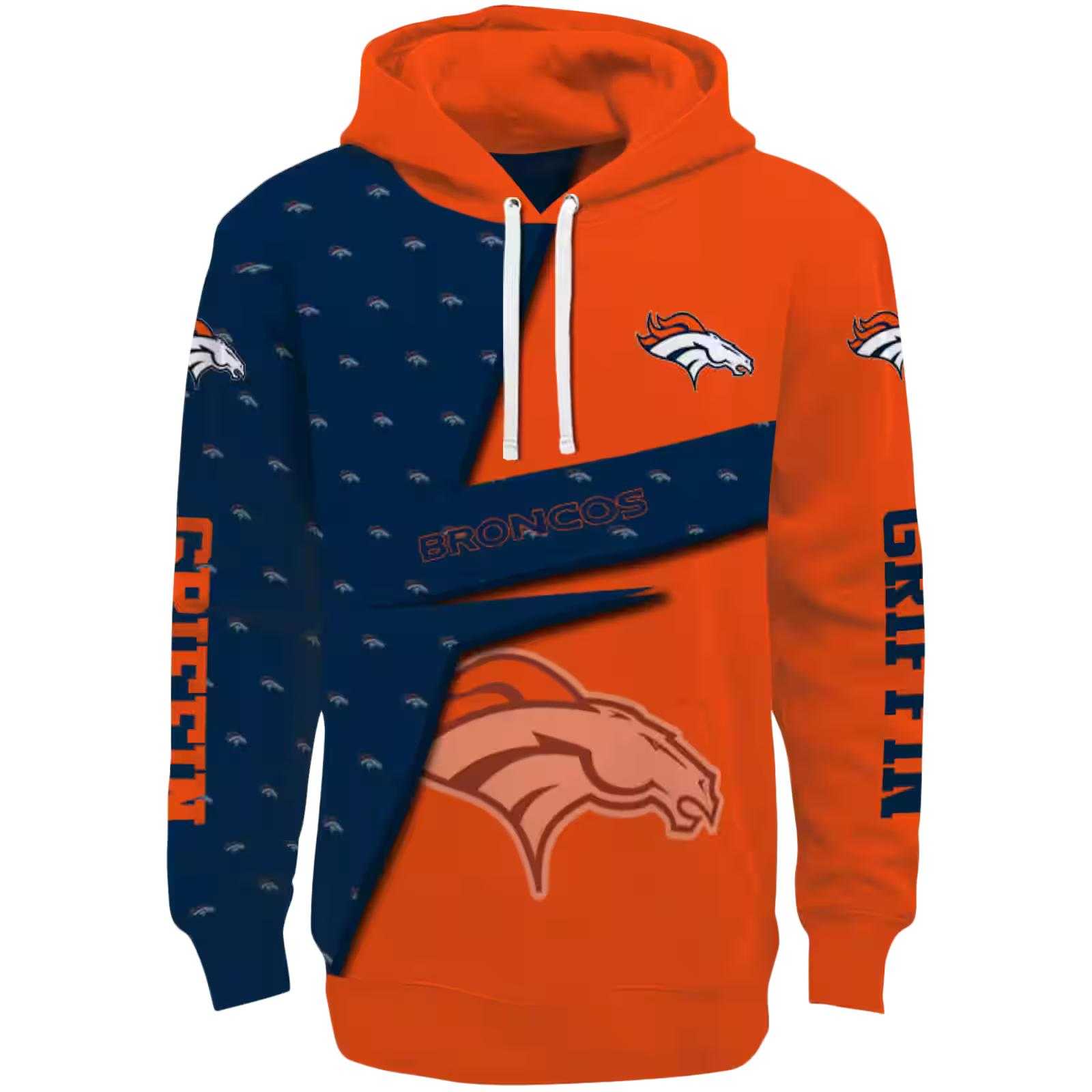 Custom Denver Broncos Abstract Shape Orange Hoodie