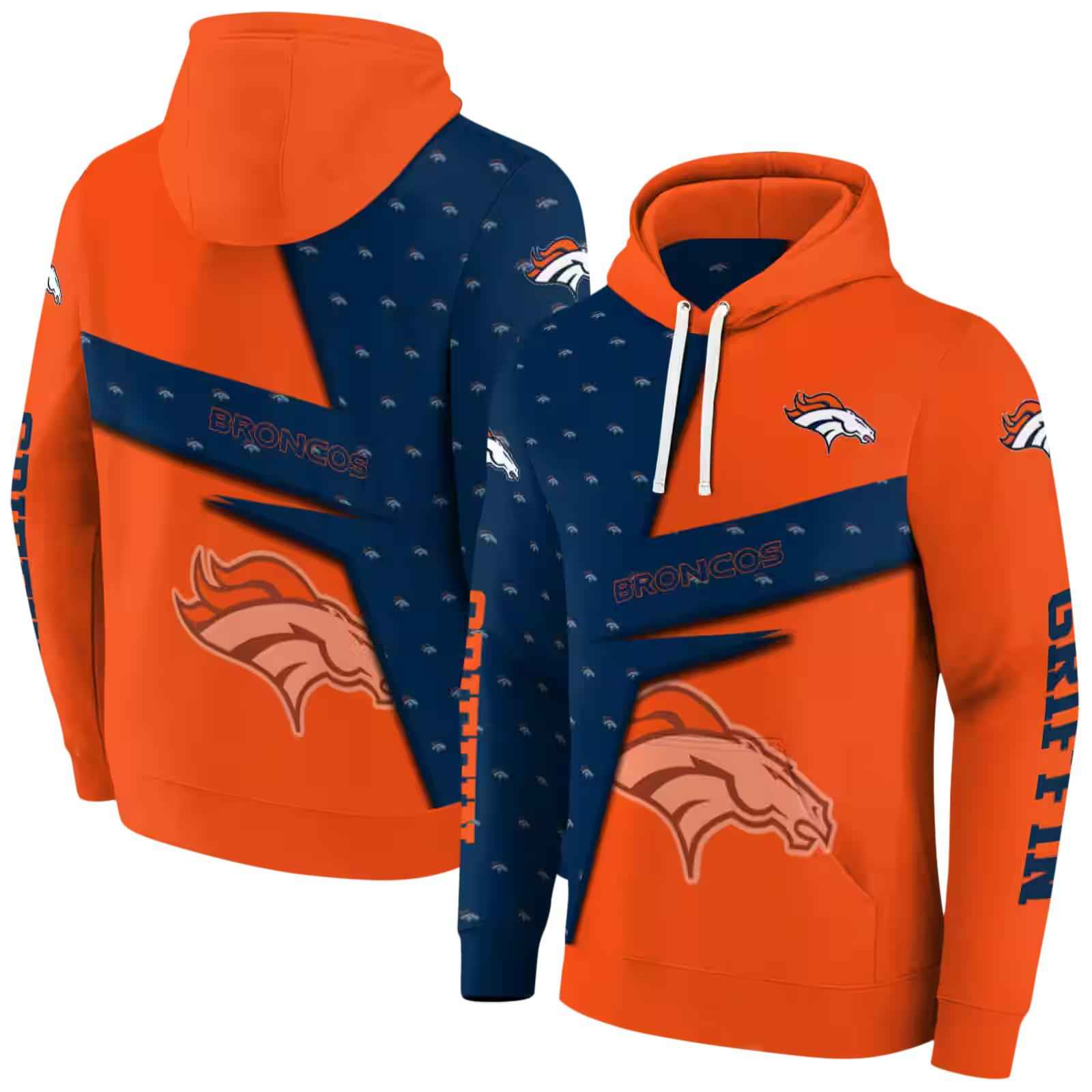 custom denver broncos abstract shape orange hoodie fashion forward